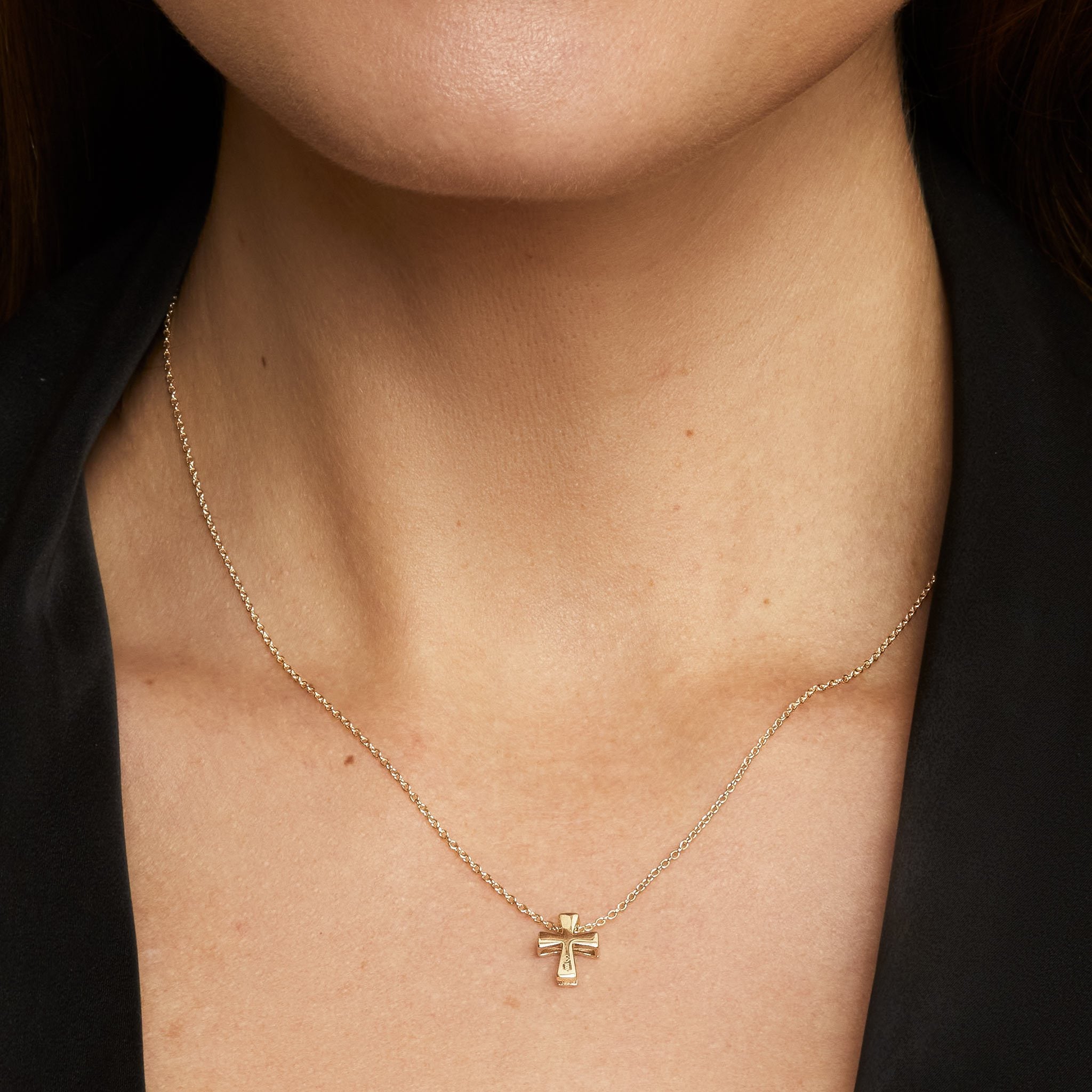 10K Gold Modern Cross Necklace