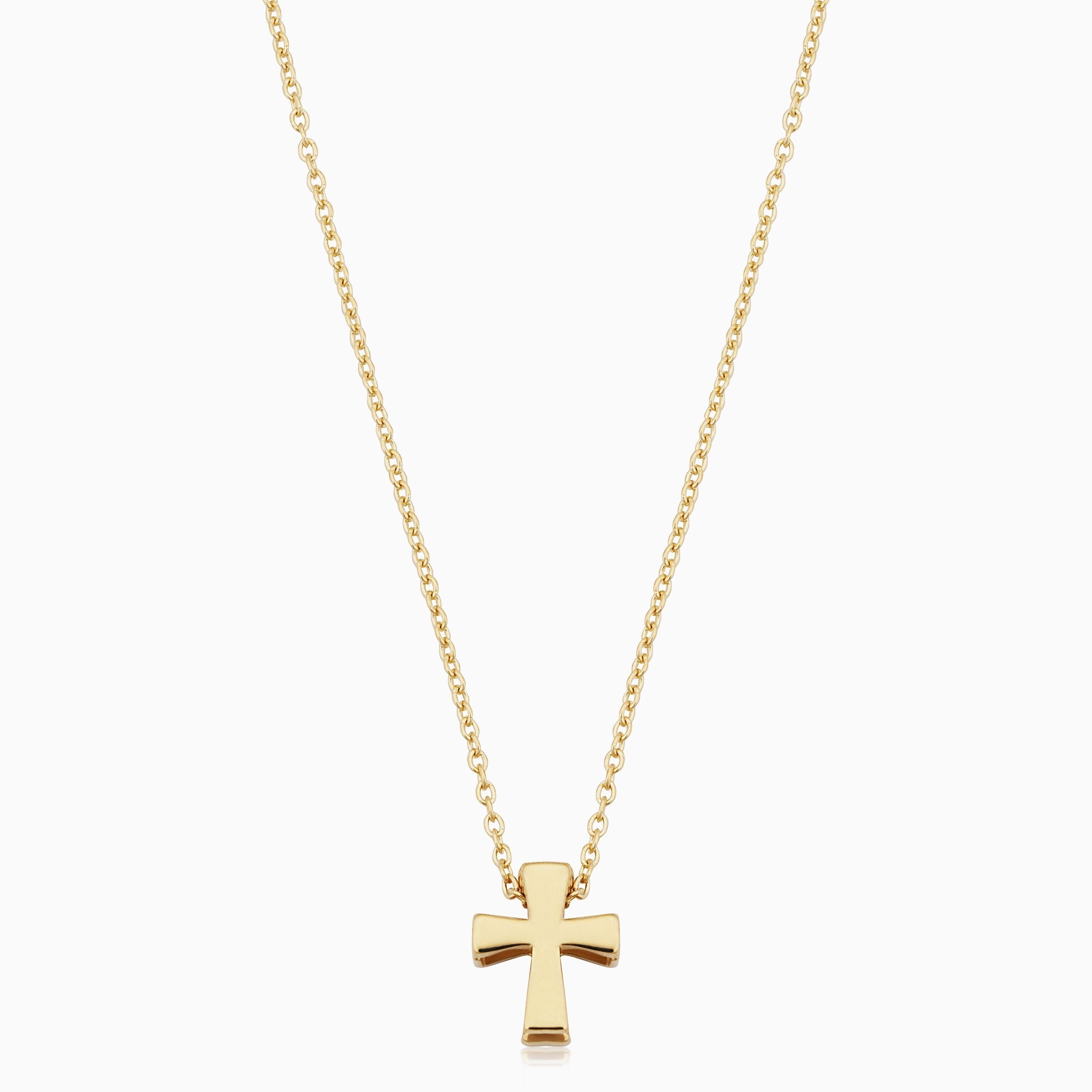 10K Gold Modern Cross Necklace
