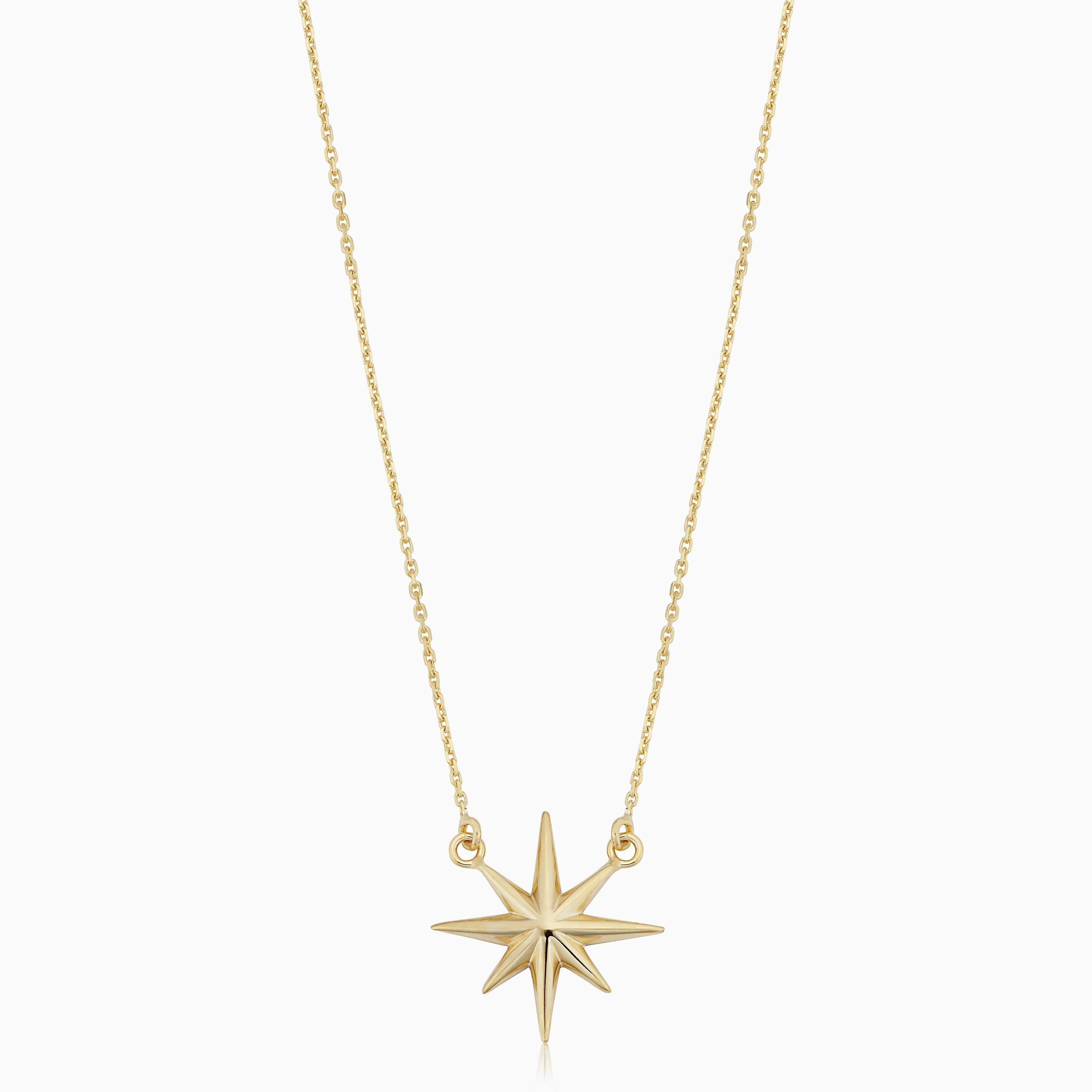 10K Gold North Star Pendant Necklace