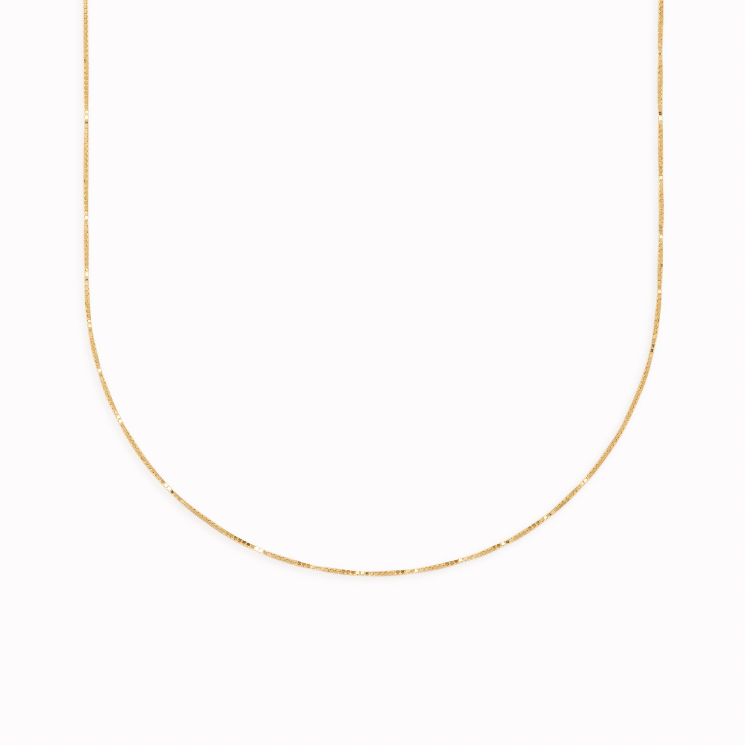 14K Gold Square Box Chain Necklace