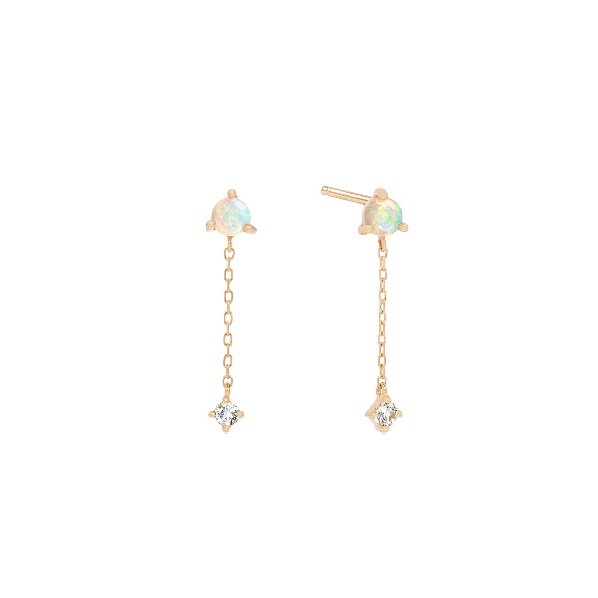 14K Gold Opal Cascade Dangle Stud Earrings