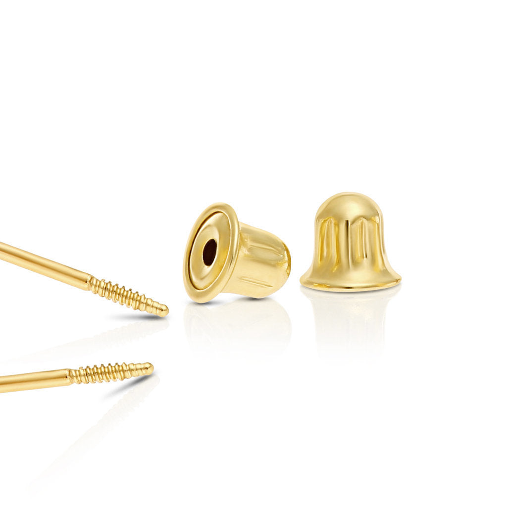 14K Gold Classic Solitaire Screwback Stud Earrings