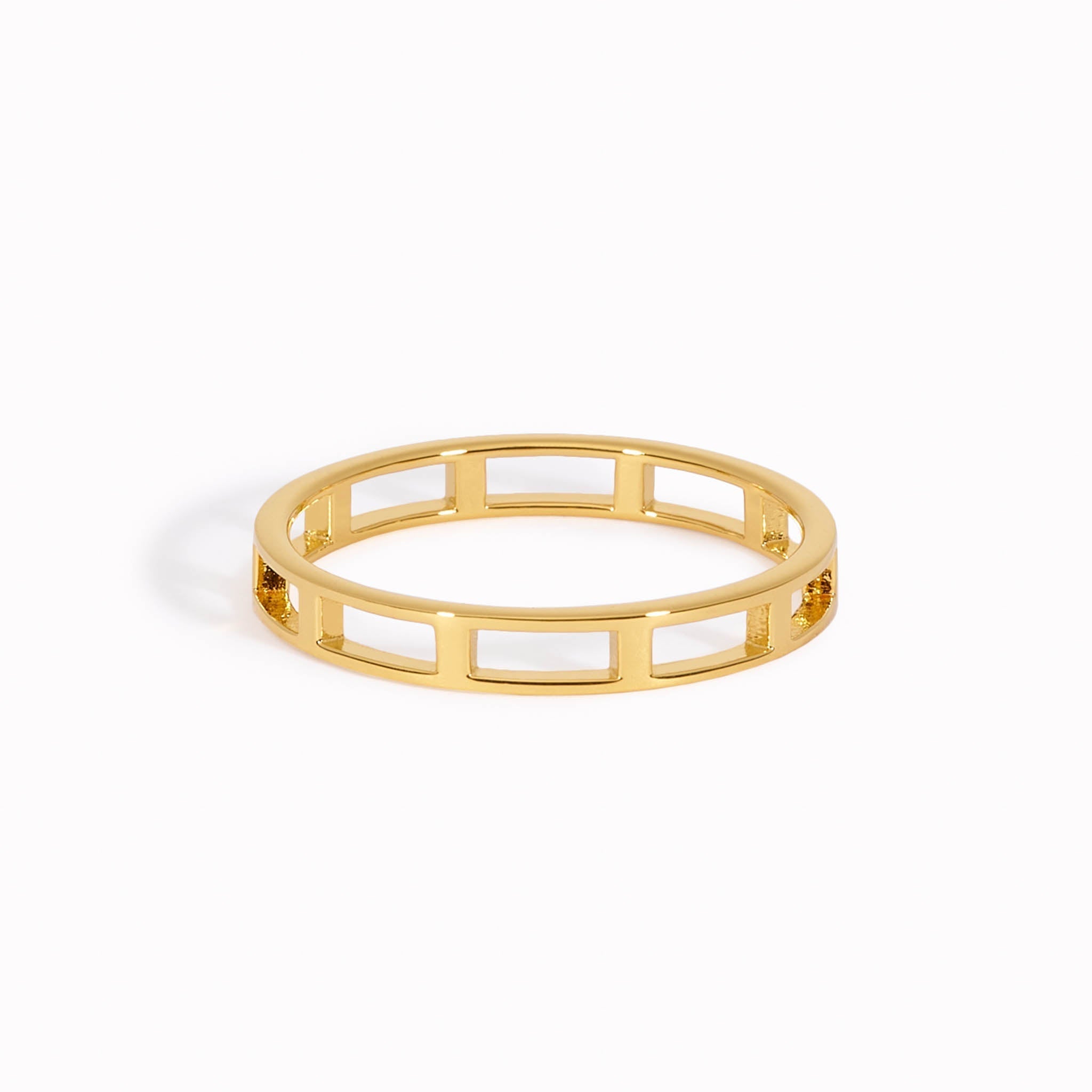 14K Gold Geometric Rectangle Cut-Out Statement Ring