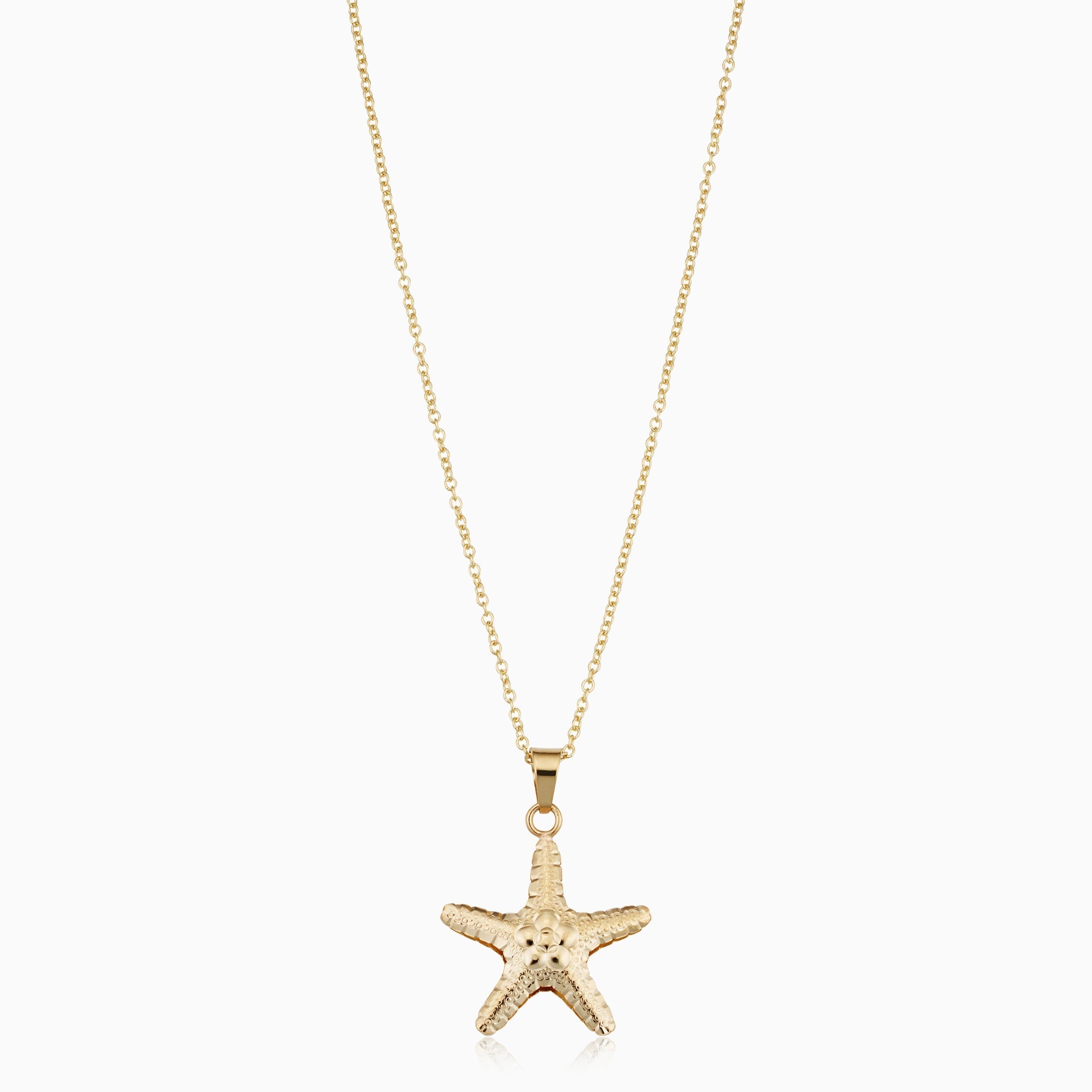 10K Gold 3D Starfish Necklace