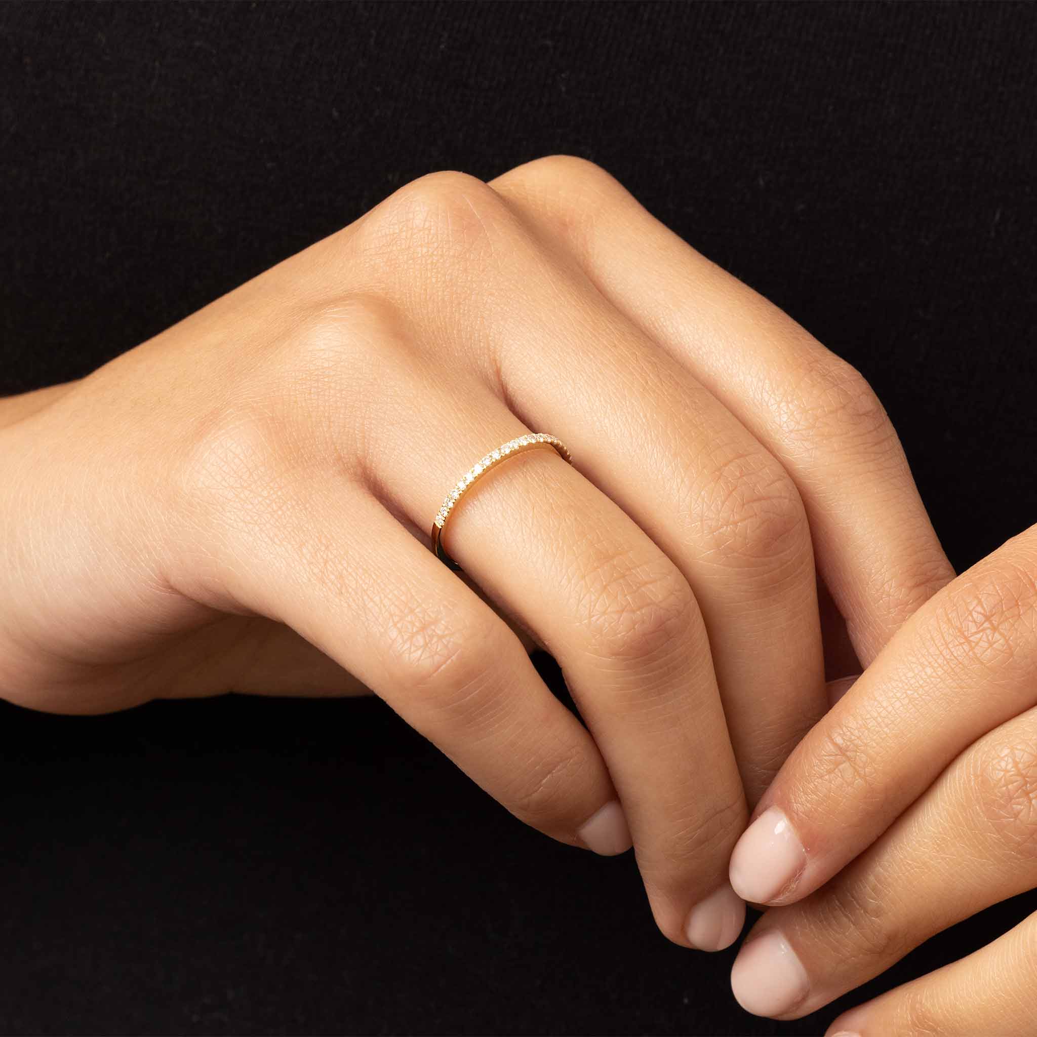 10K Gold Pavé Diamond Stack Ring