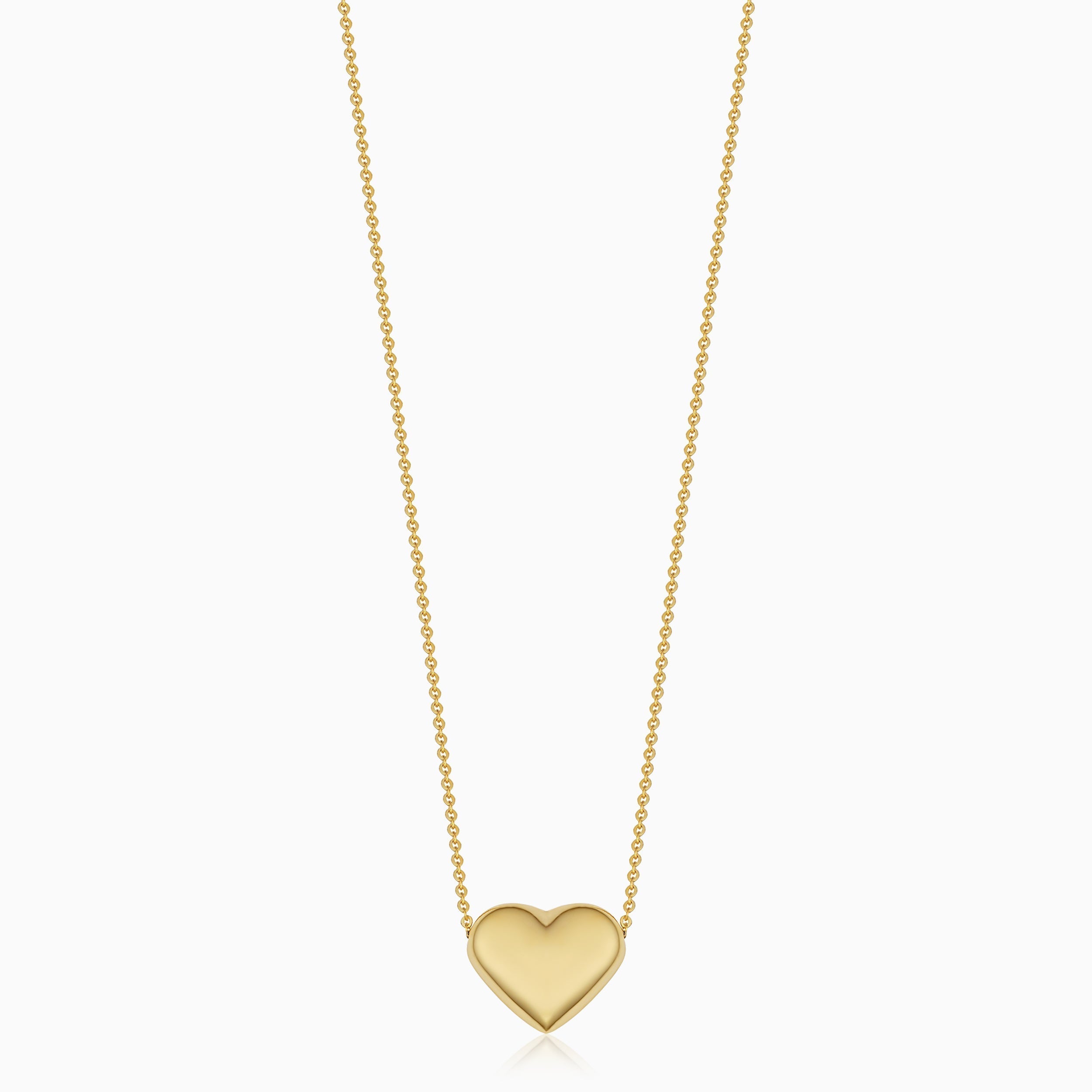 10K Gold Puffed Heart Pendant Necklace