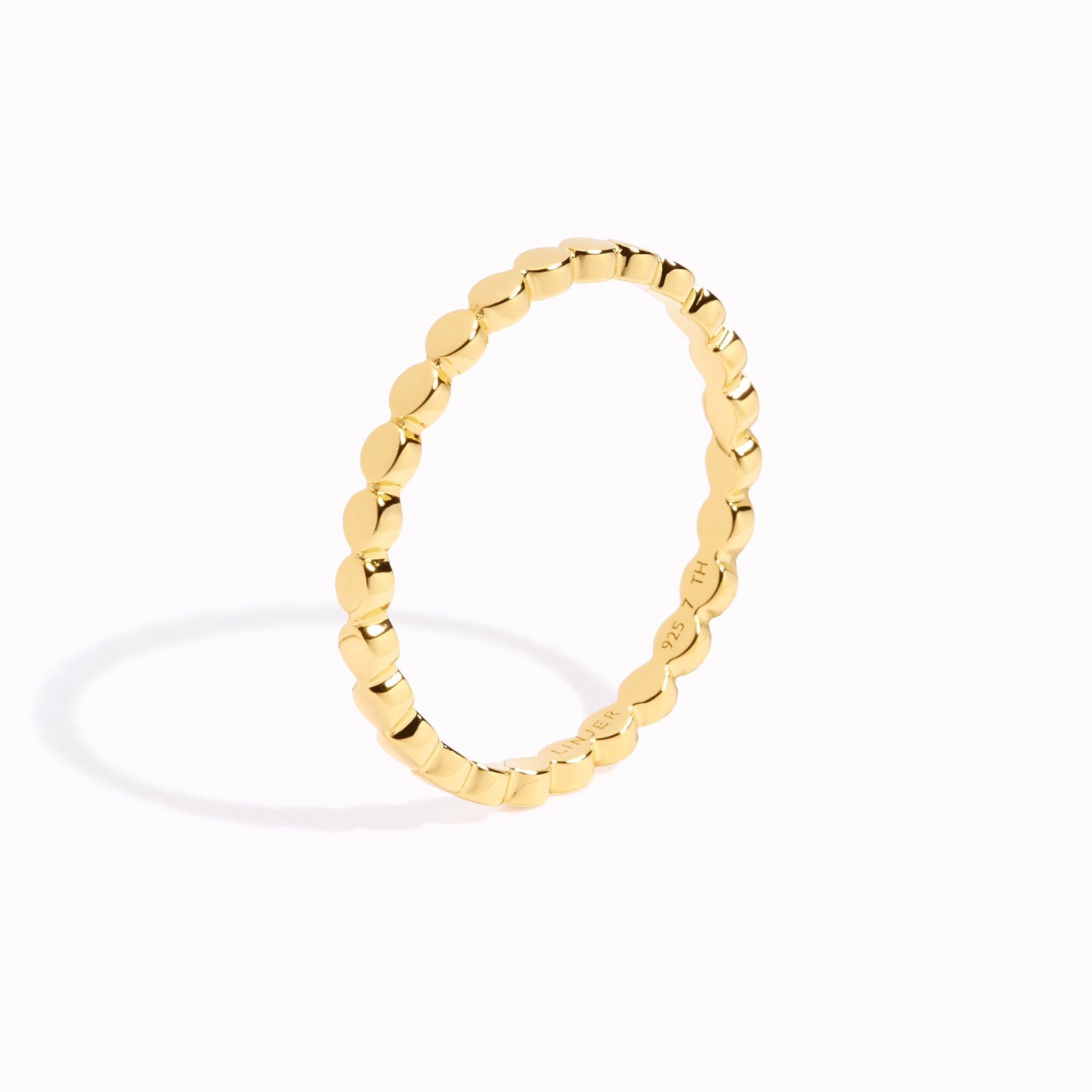 14K Gold Beaded Accent Stacking Ring