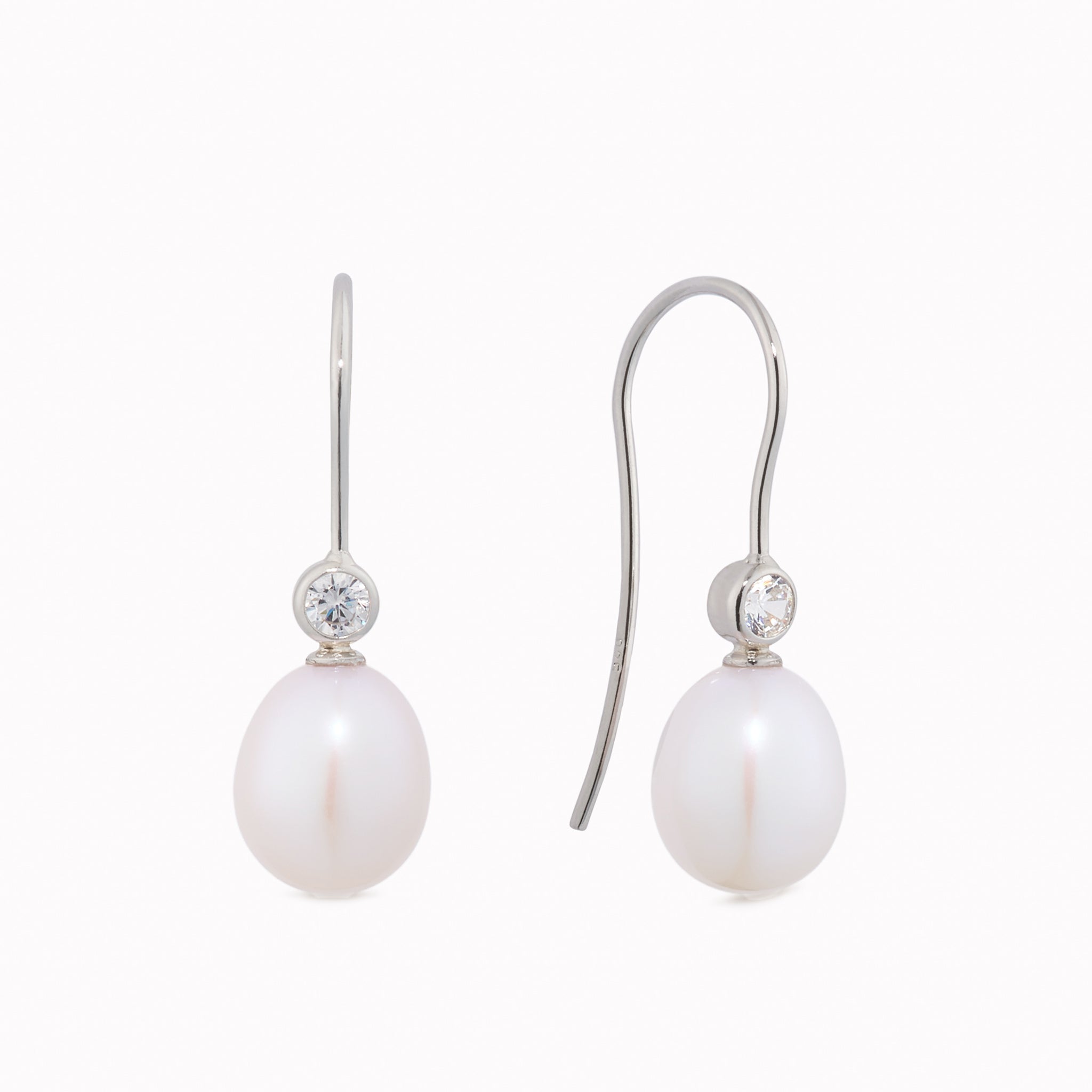 Luna Dewdrop Pearl & CZ Drop Earrings