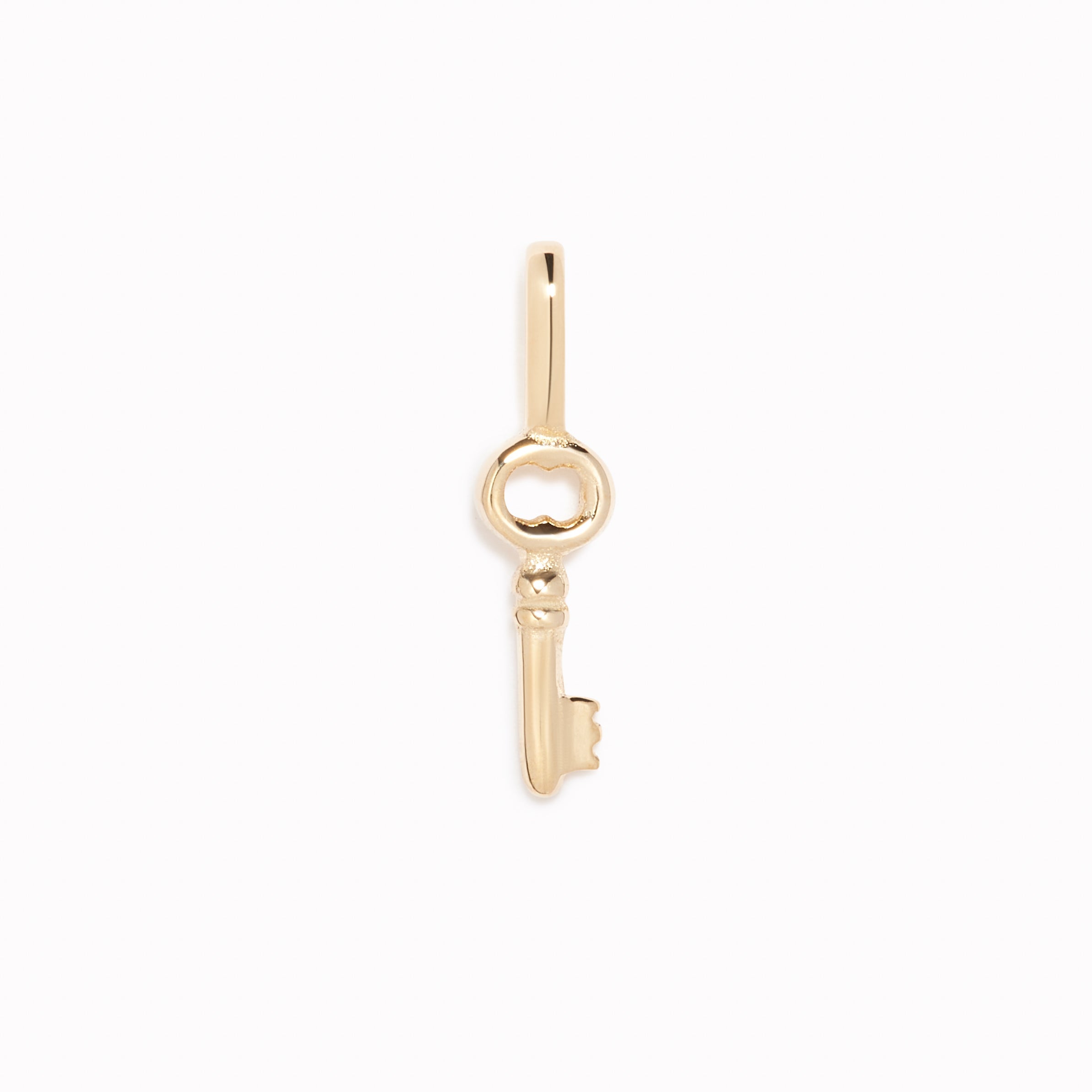 14K Gold Delicate Key Charm Pendant