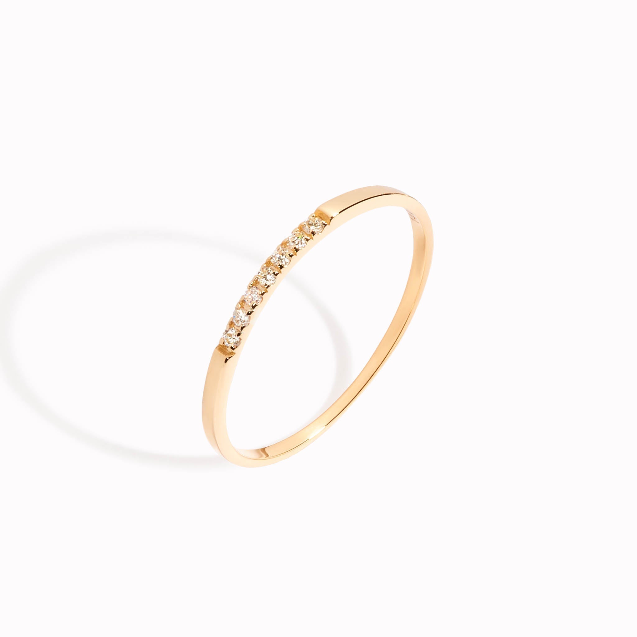 14K Gold Half Eternity Diamond Band Ring