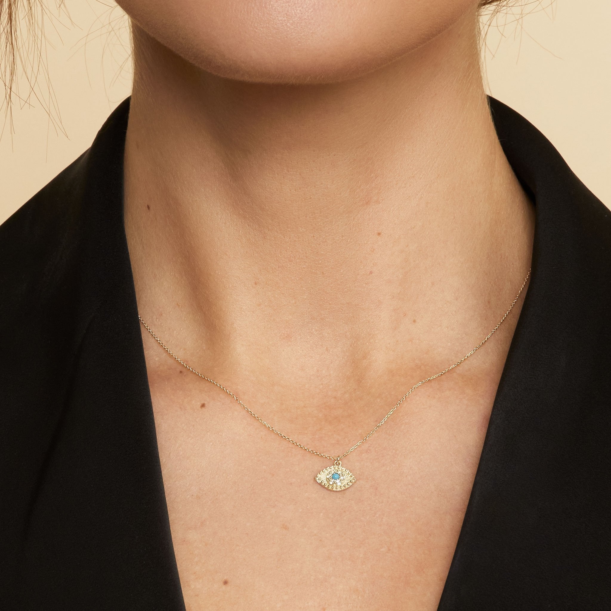 10K Gold Evil Eye Pendant – Guardian Glamour