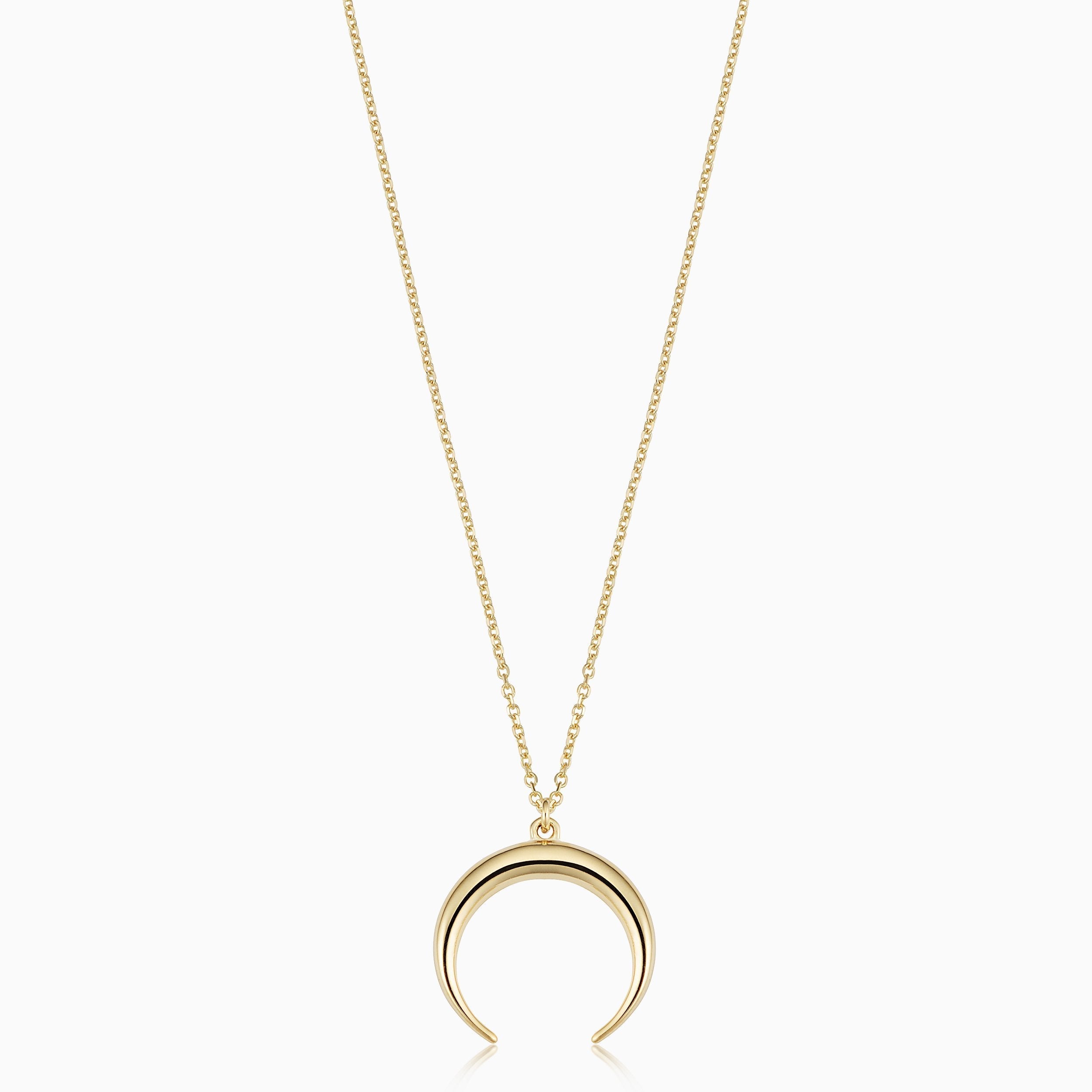 10K Gold Double Horn Necklace