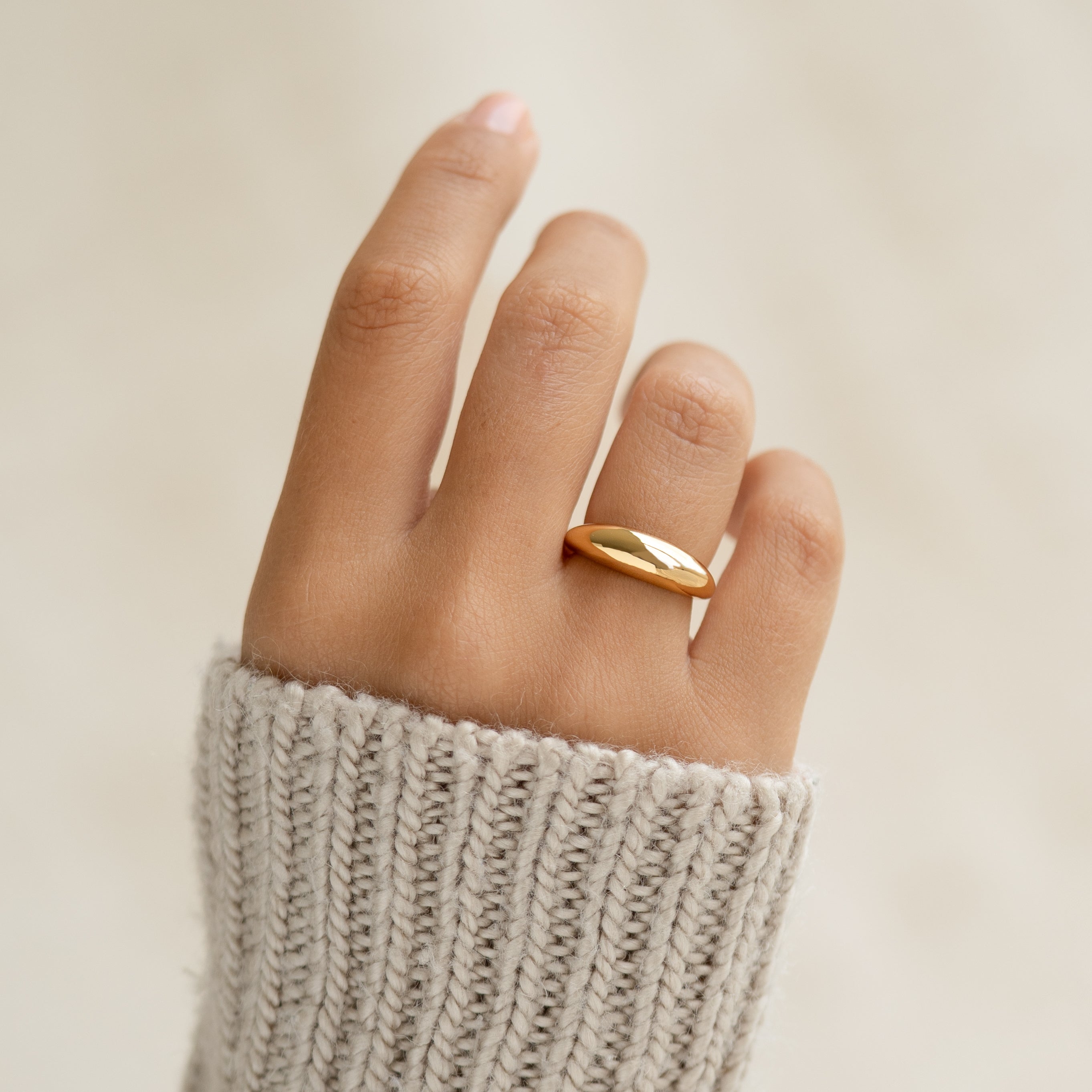 14K Gold Puffy Tapered Statement Ring