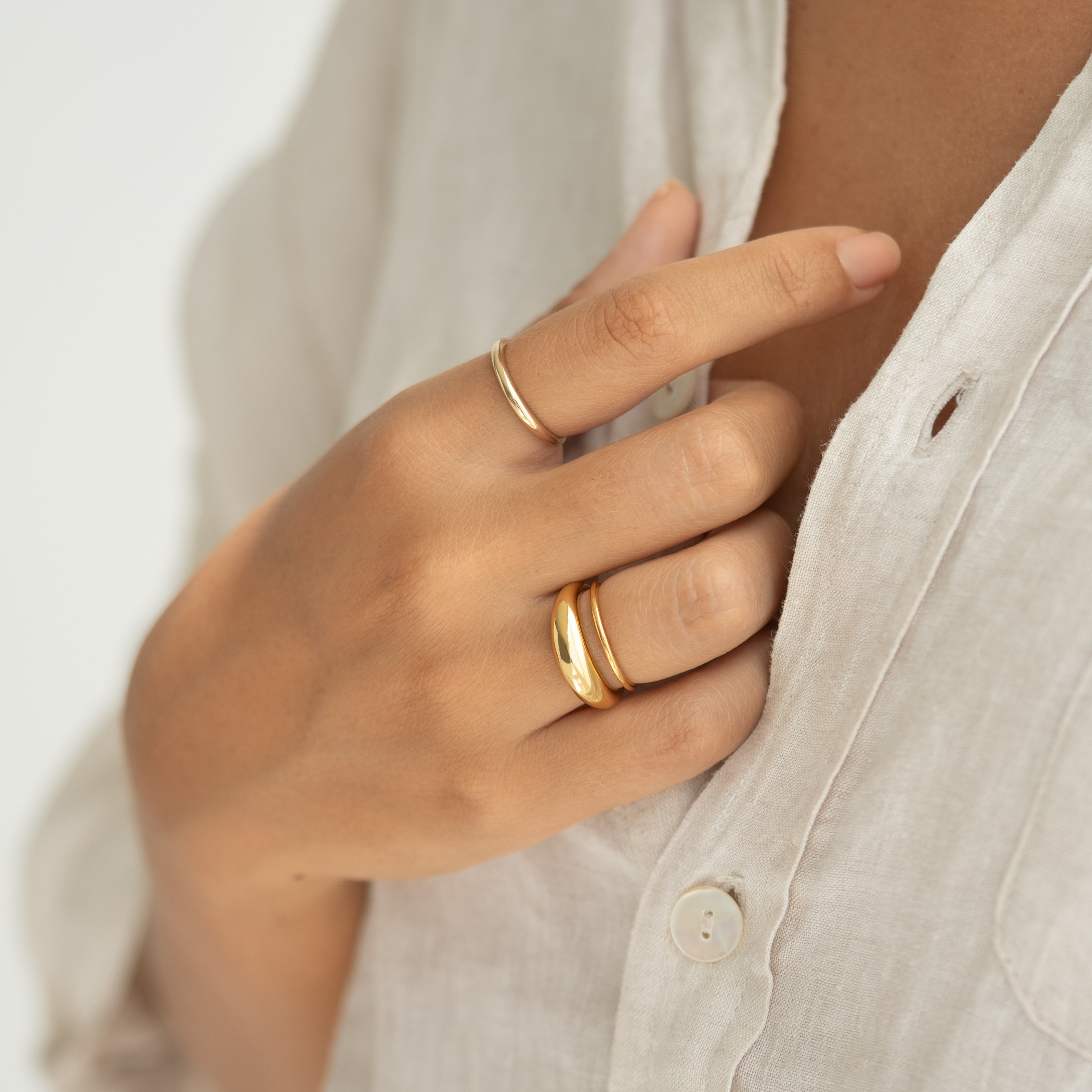 14K Gold Puffy Tapered Statement Ring