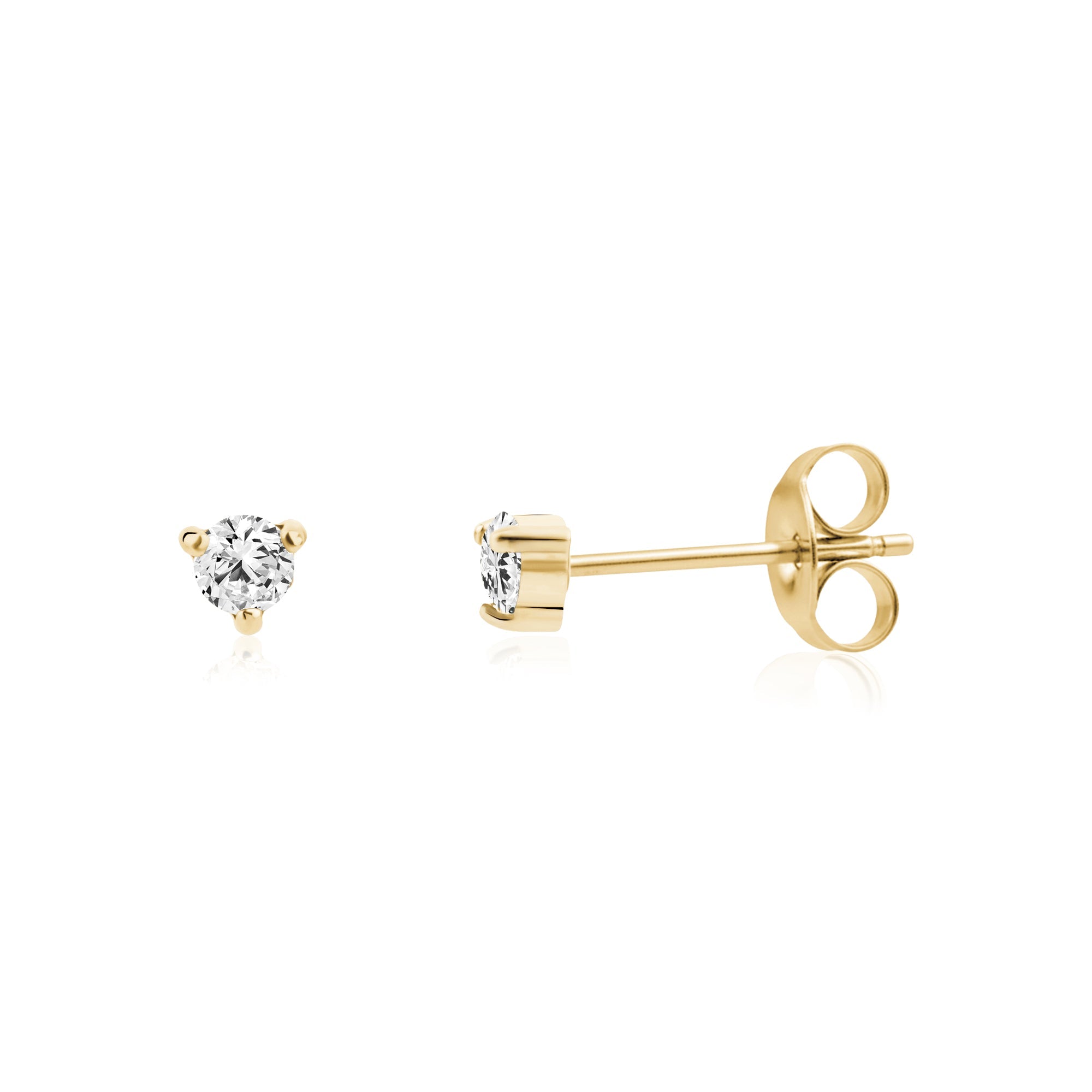 3-Prong Mini Round Stud Earrings
