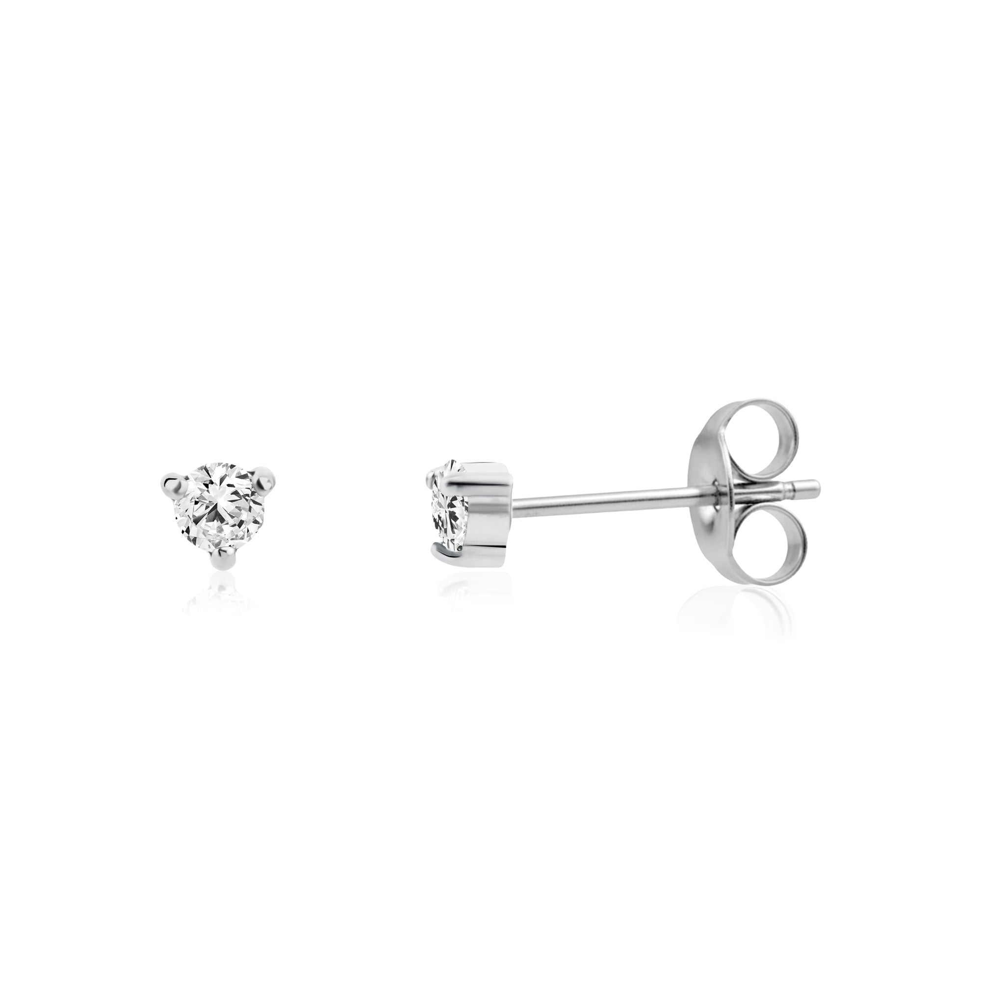 3-Prong Mini Round Stud Earrings