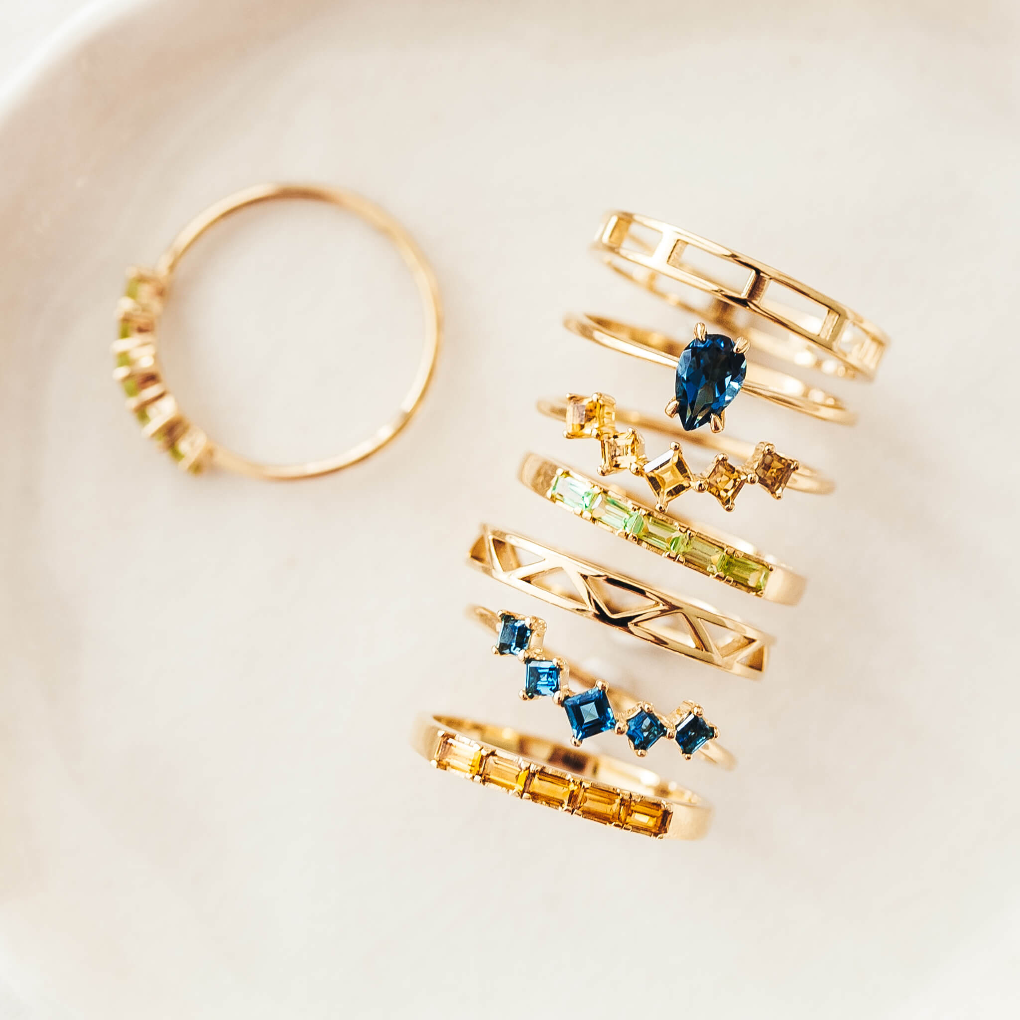 14K Gold Pear-Shaped Blue Topaz Solitaire Ring