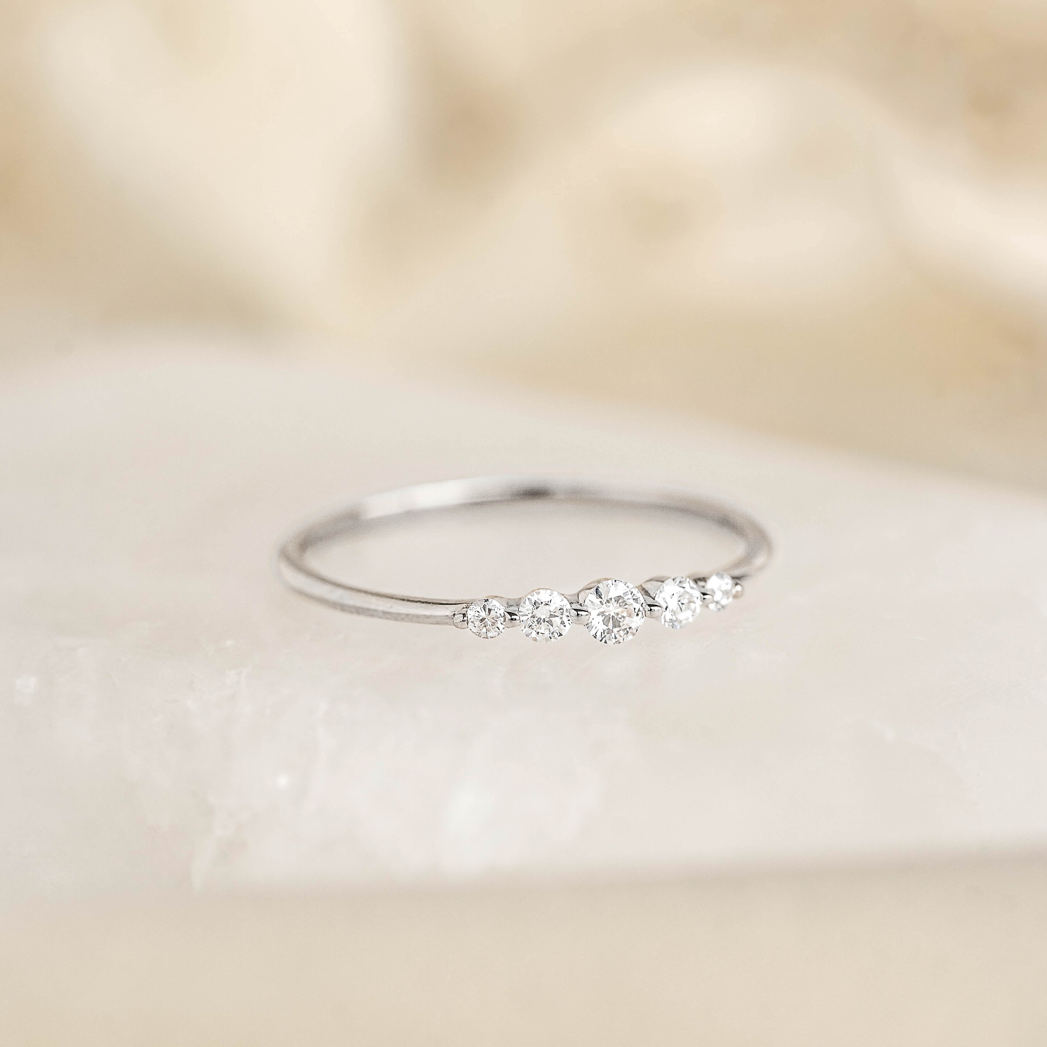 14K White Gold Graduated Diamond Band Ring