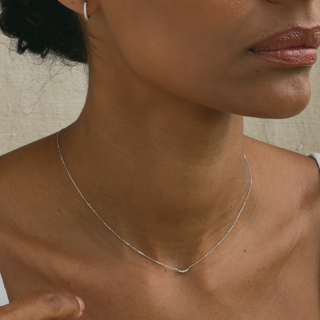 14K White Gold Celestial Curve Diamond Necklace