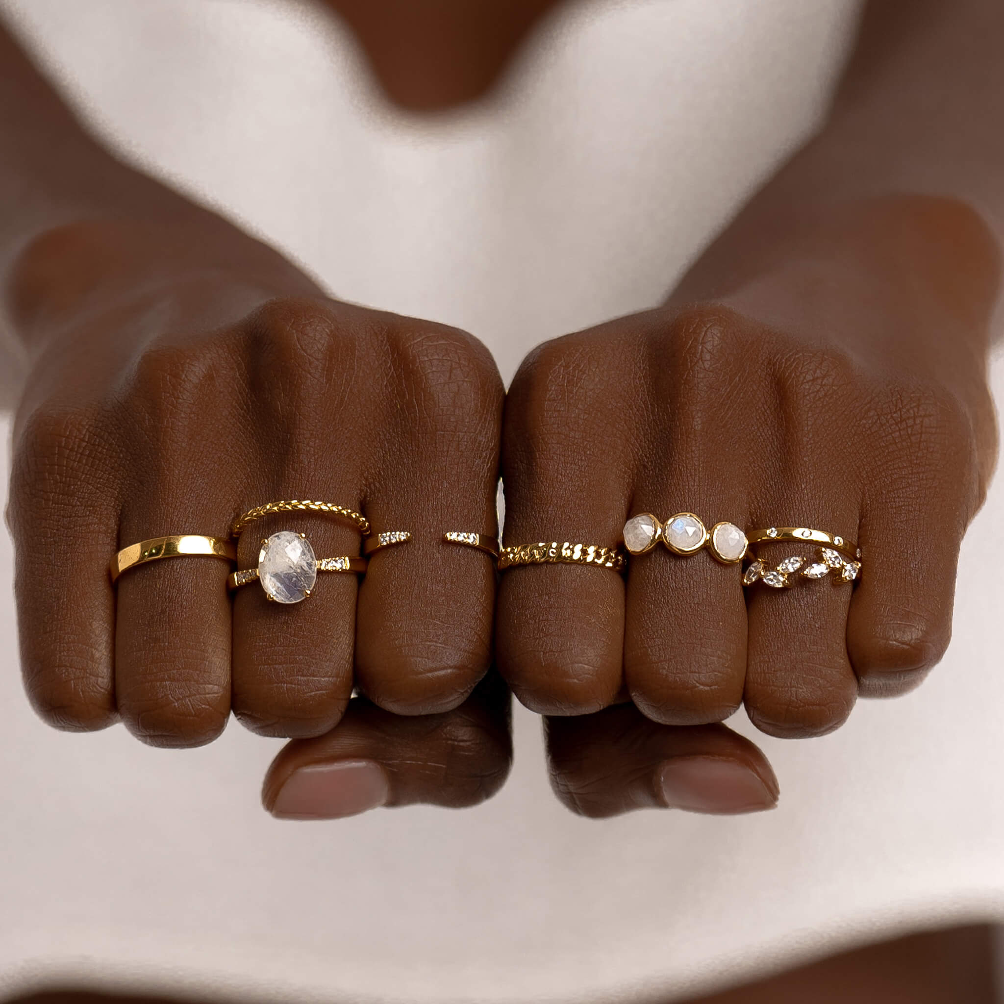 14K Gold Bezel-Set Gemstone Dainty Stacking Ring