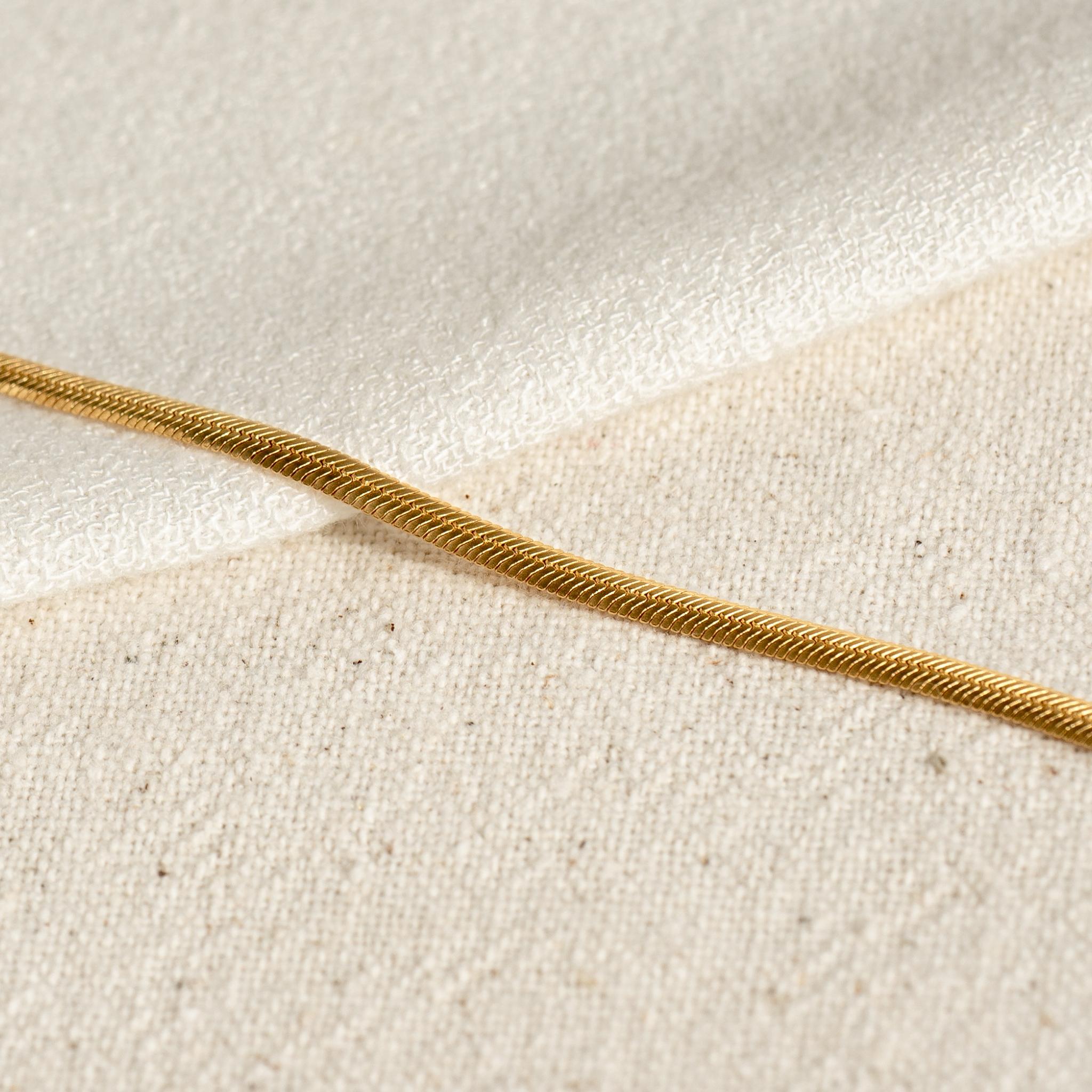 14K Gold Modern Serpent Flat Snake Chain Necklace