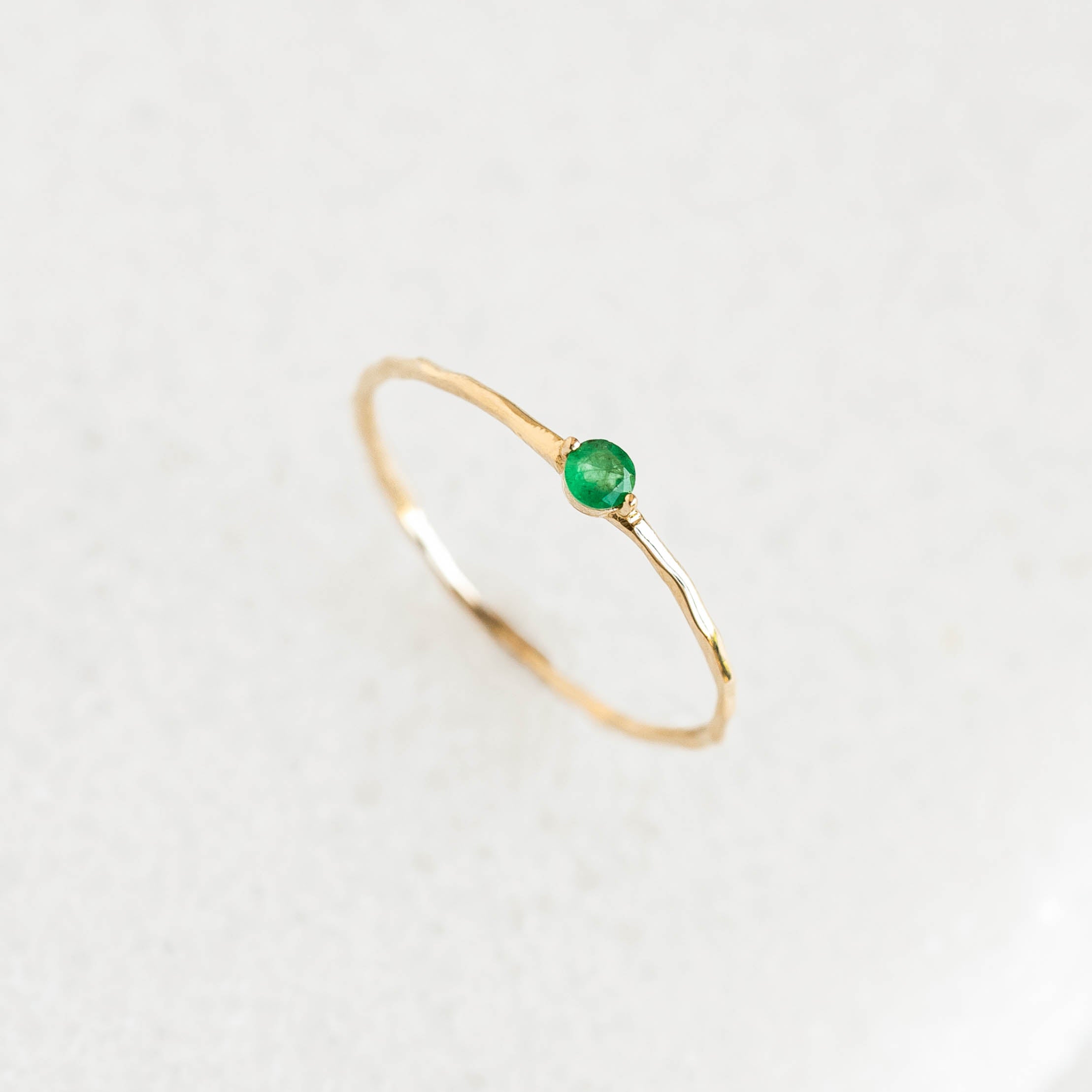 14K Gold Organically Shaped Emerald Ring