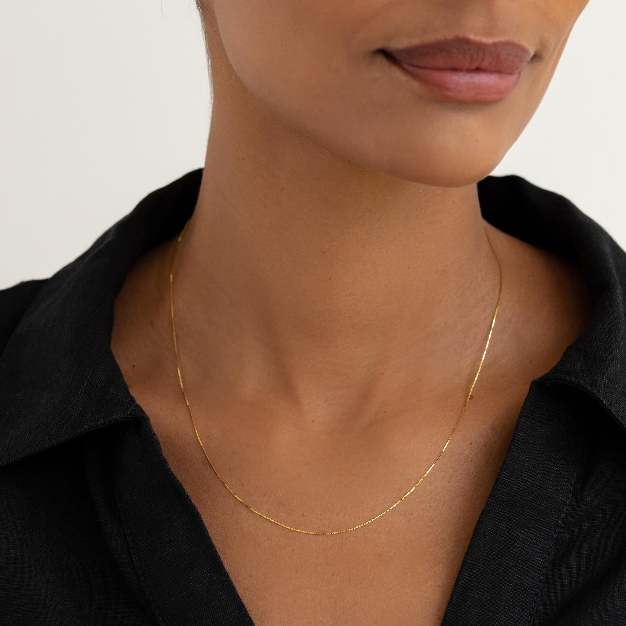 14K Gold Square Box Chain Necklace