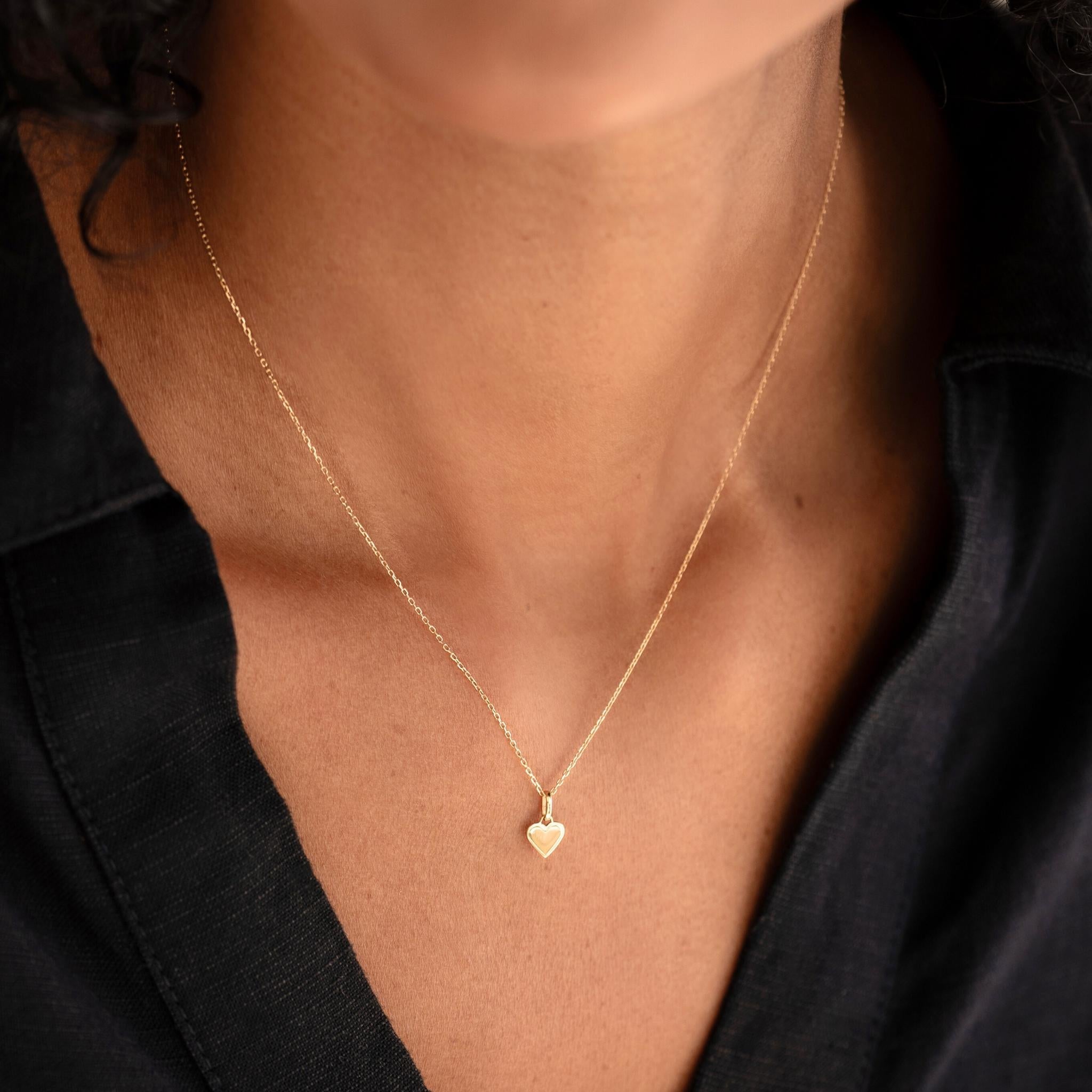 14K Gold Beaded Heart Charm Pendant