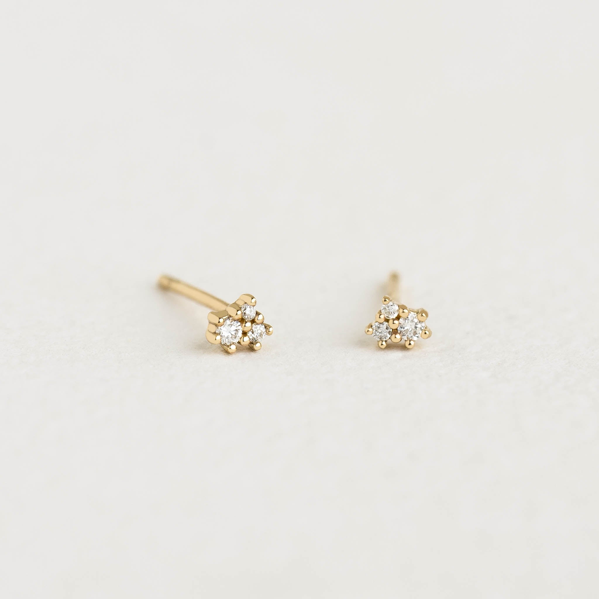 14K Gold Stardust Cluster Diamond Earrings