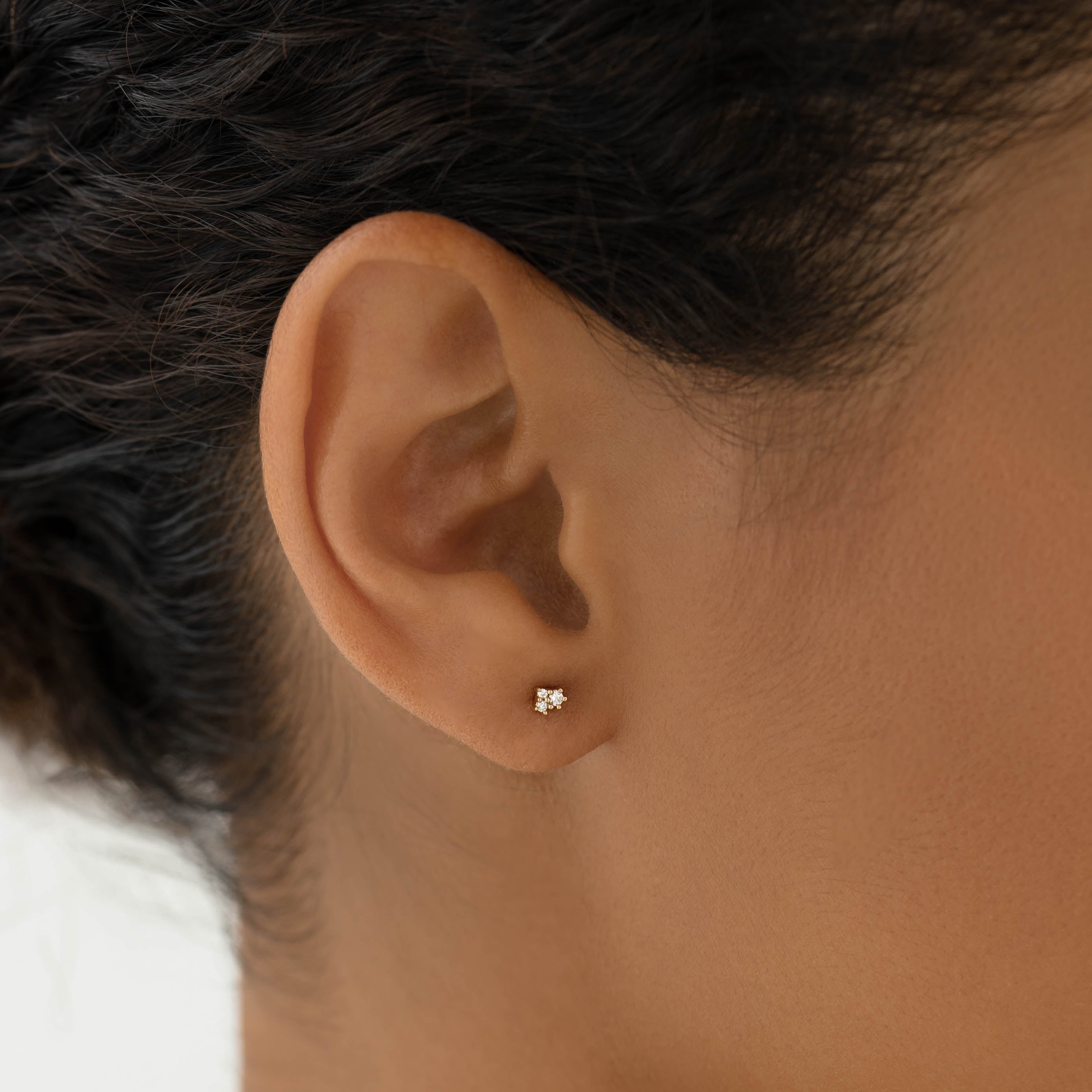 14K Gold Stardust Cluster Diamond Earrings