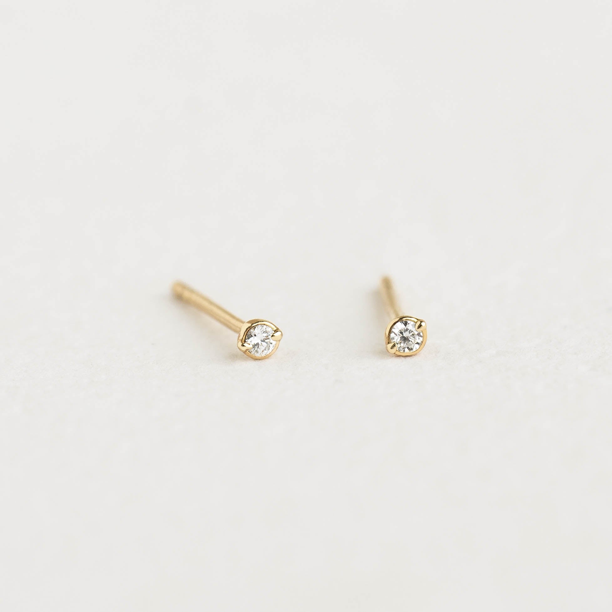 14K Gold Timeless Sparkle Diamond Stud Earrings - 1.8mm