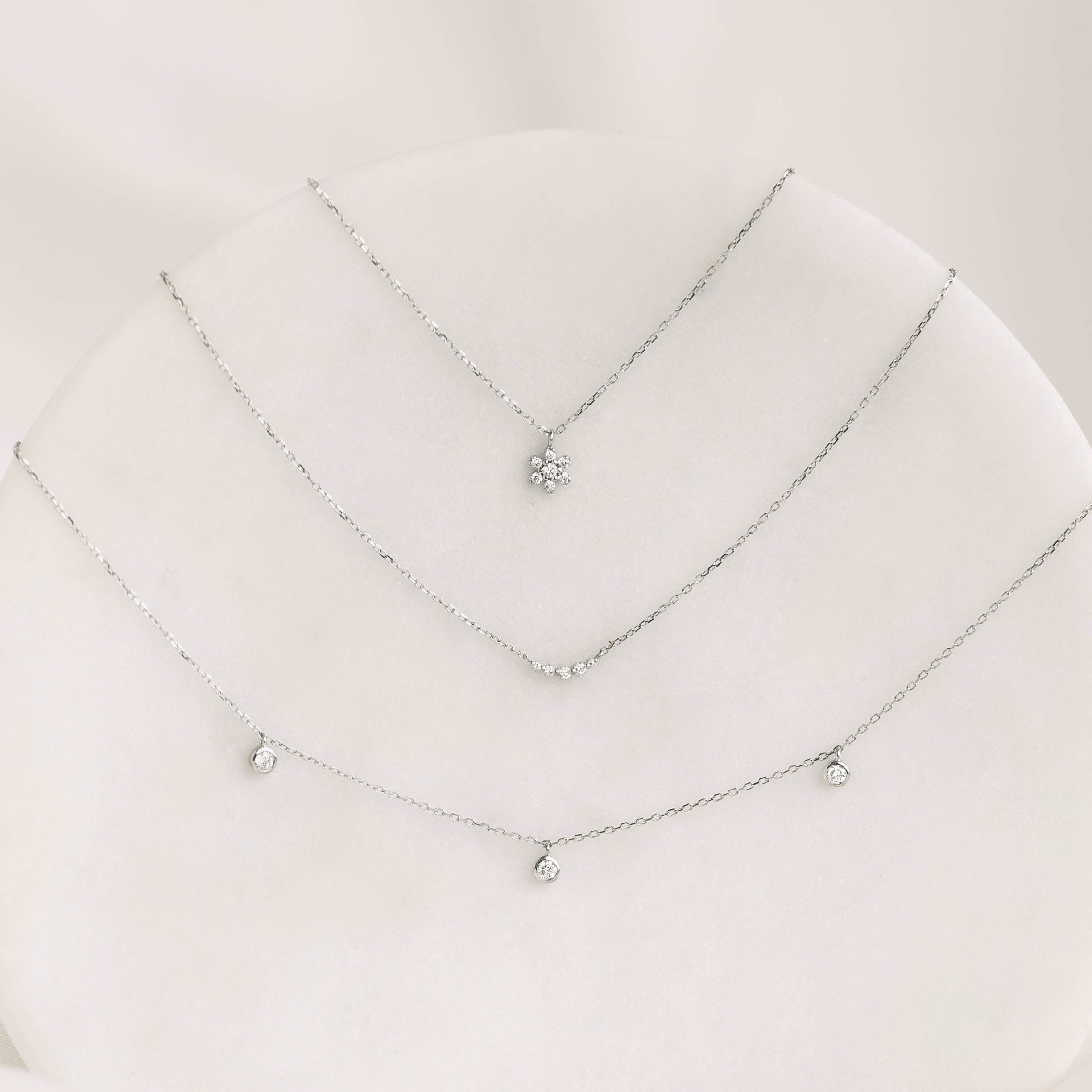 14K White Gold Celestial Curve Diamond Necklace