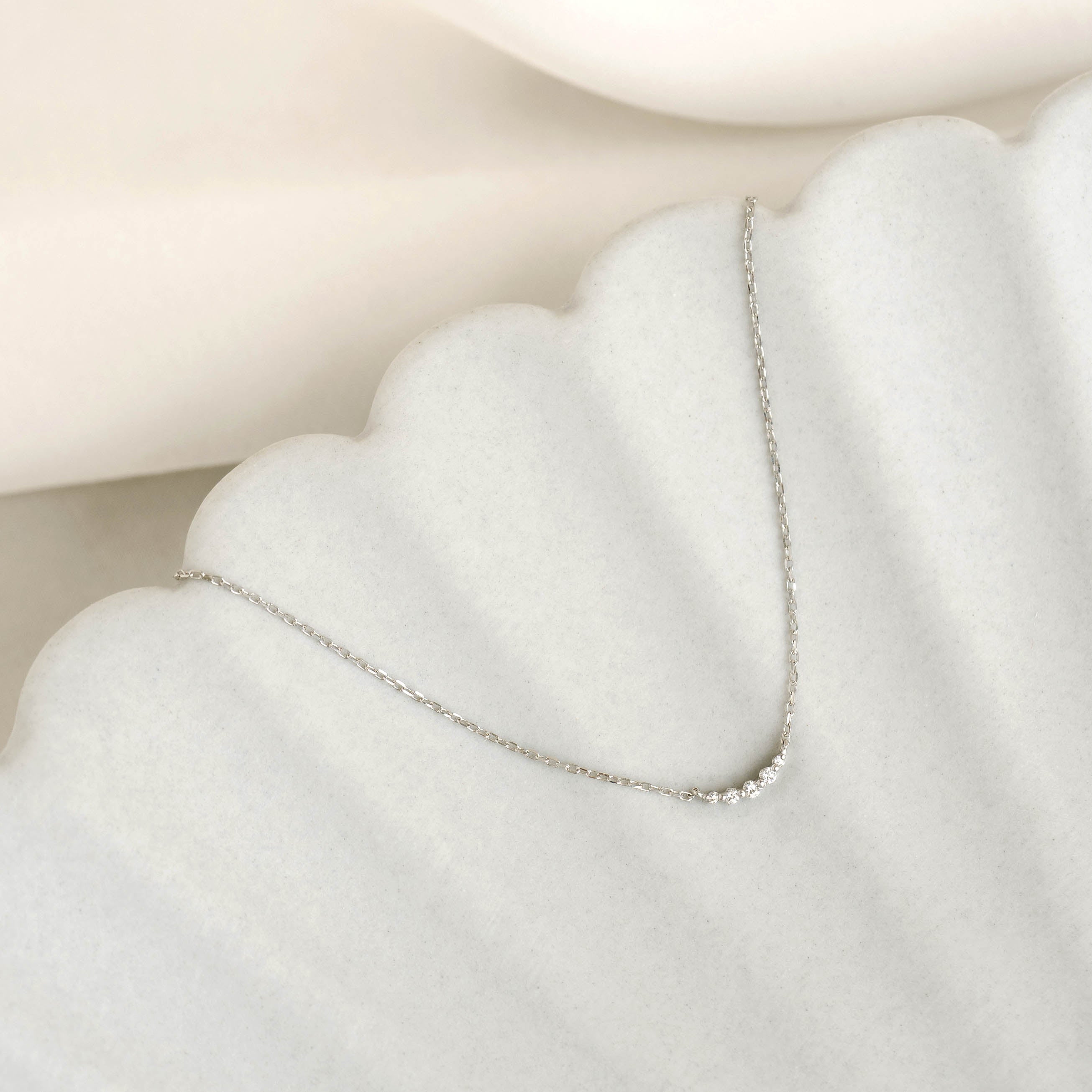 14K White Gold Celestial Curve Diamond Necklace