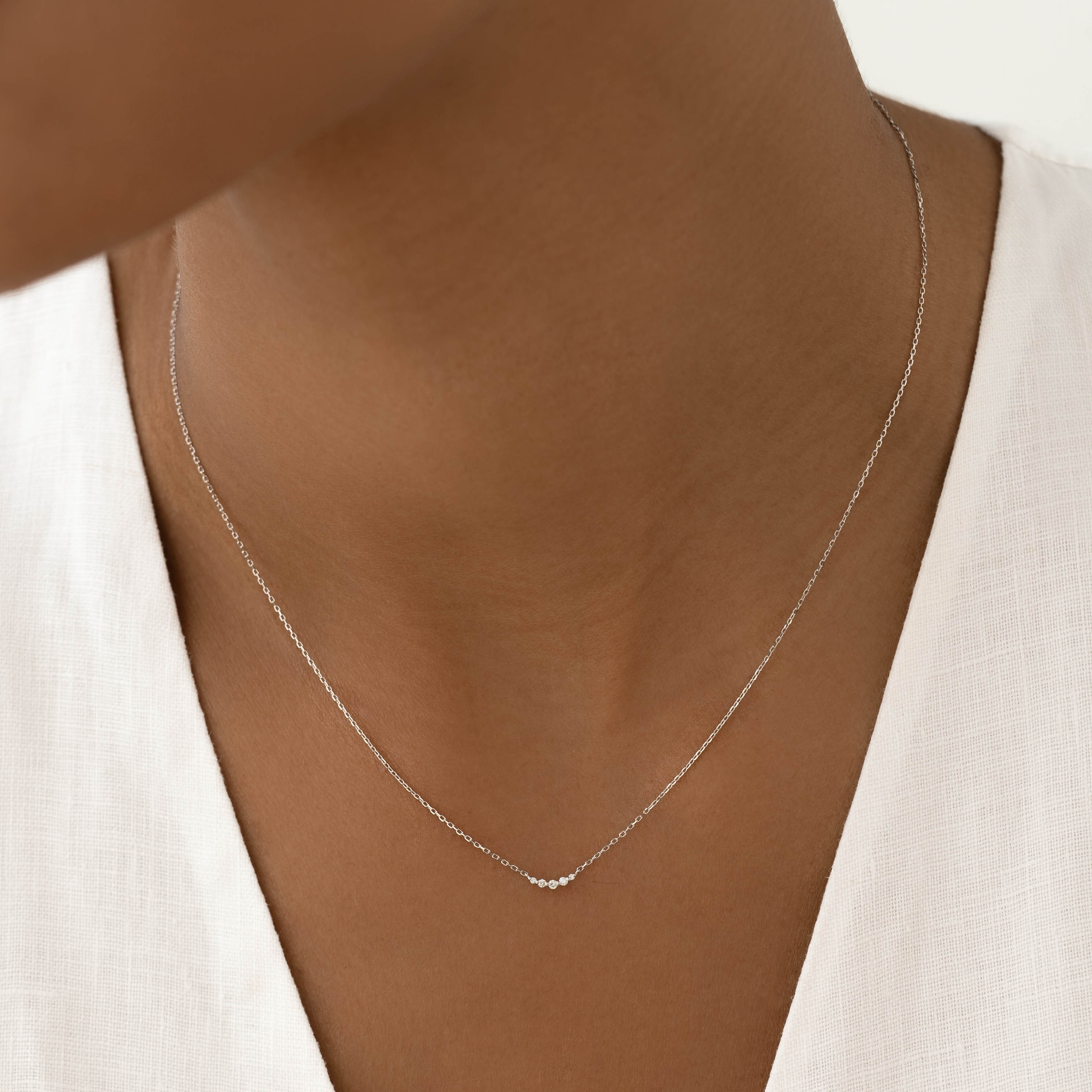 14K White Gold Celestial Curve Diamond Necklace