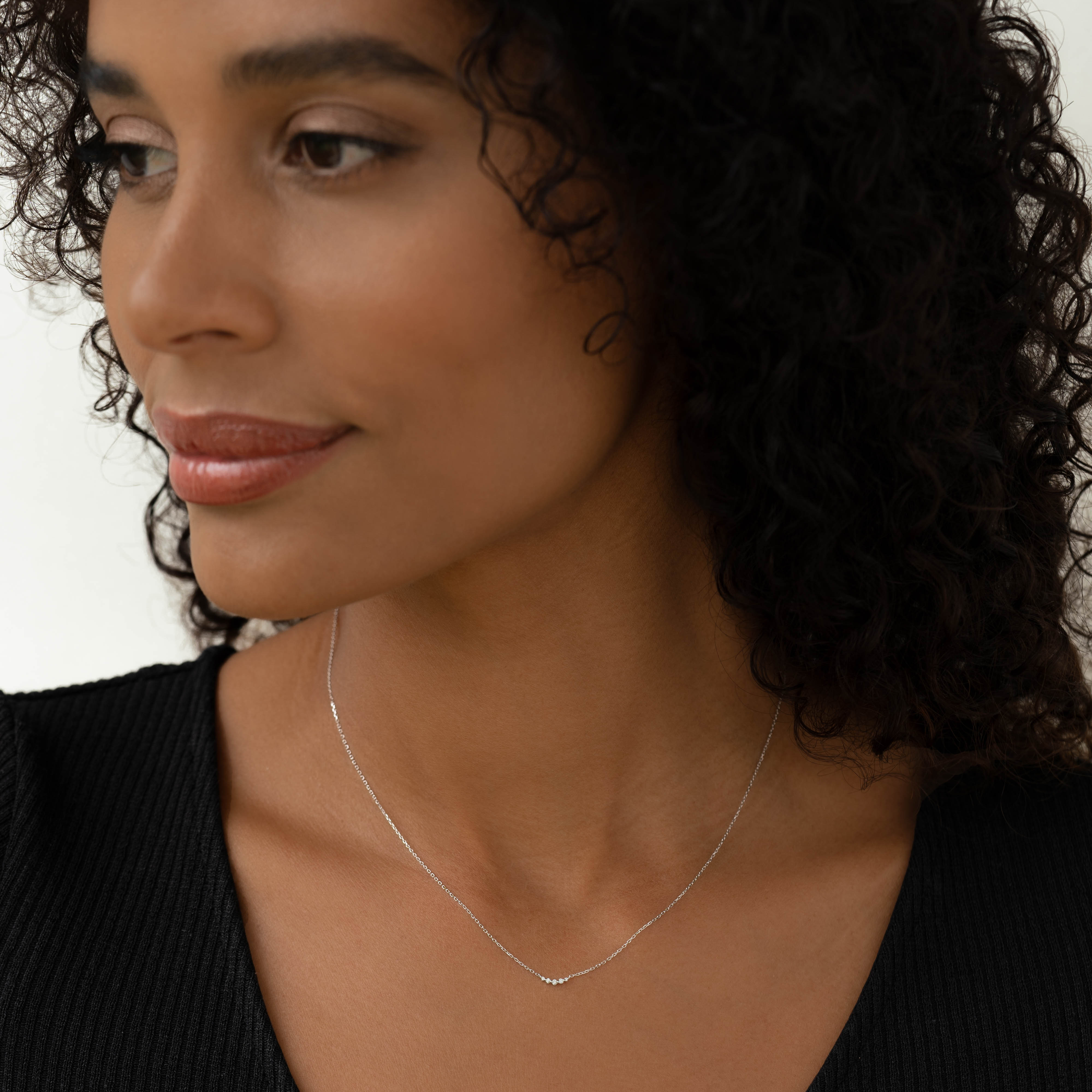 14K White Gold Celestial Curve Diamond Necklace