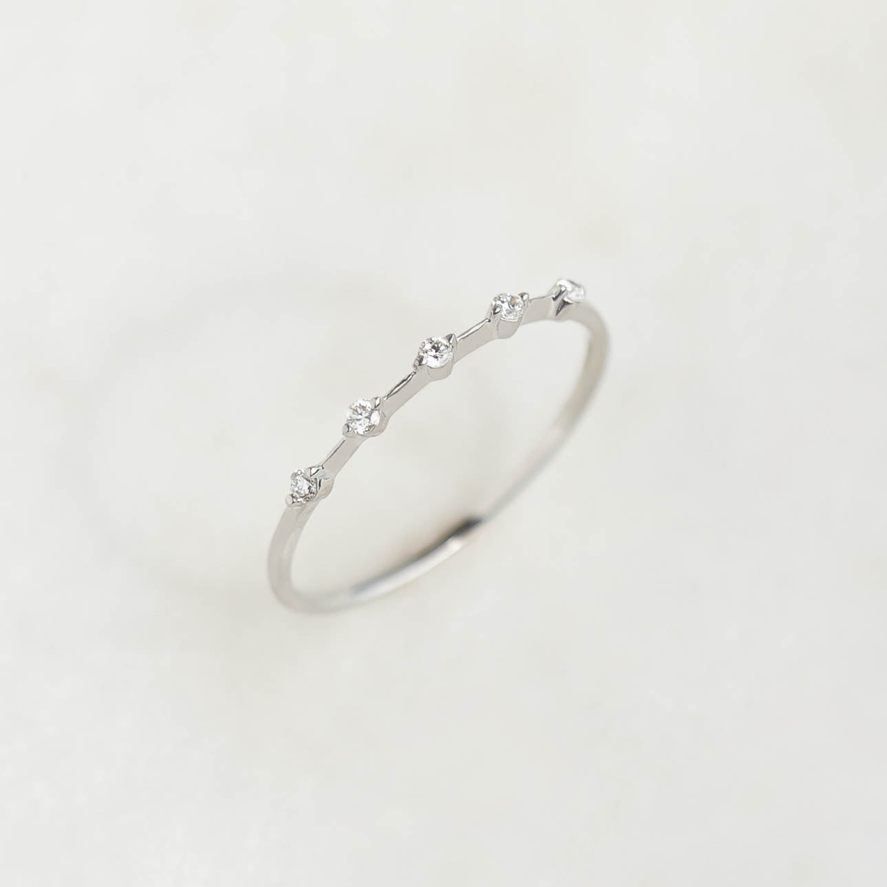 14K White Gold Five-Stone Diamond Band Ring