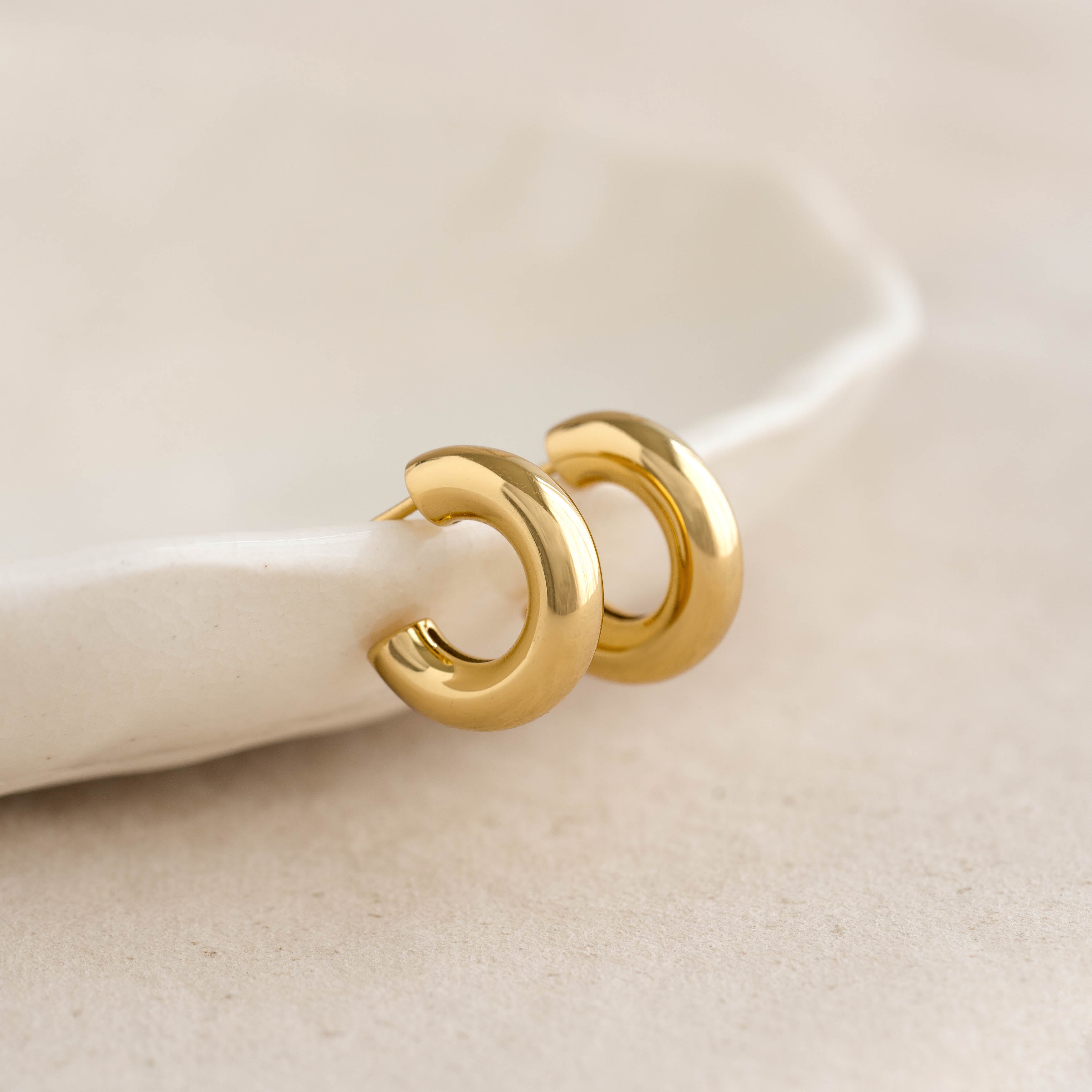 14K Gold Luxe Huggie Post Earrings