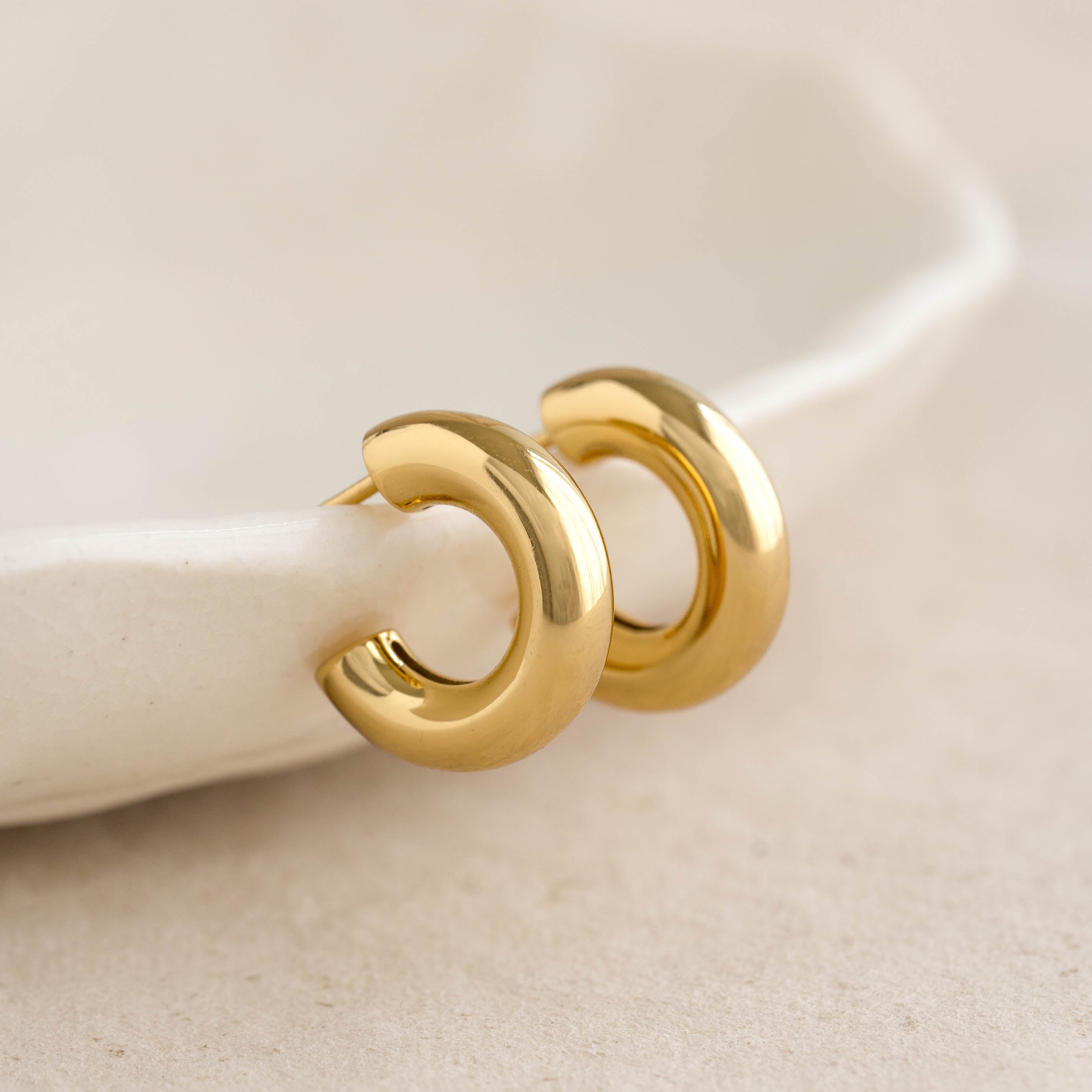 14K Gold Luxe Huggie Post Earrings