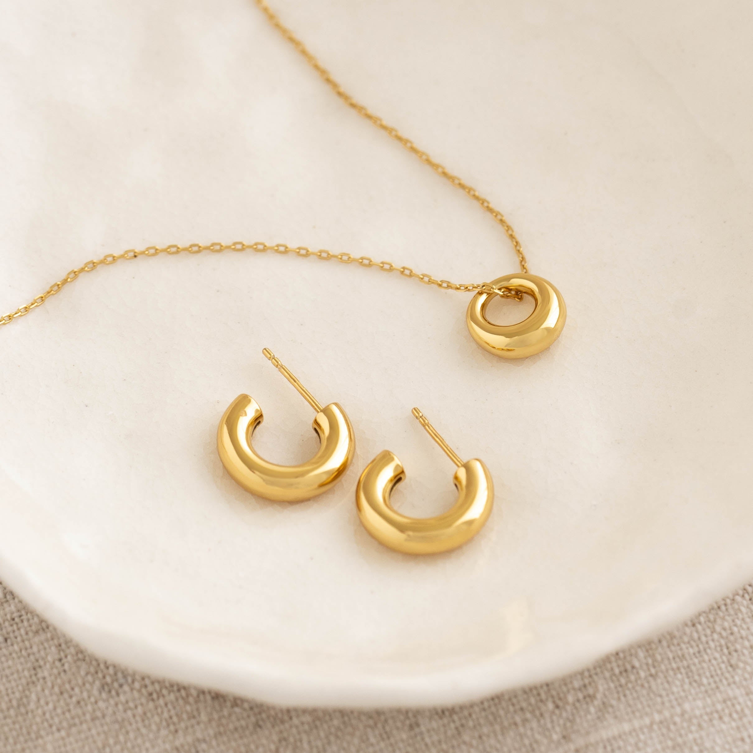 14K Gold Luxe Huggie Post Earrings