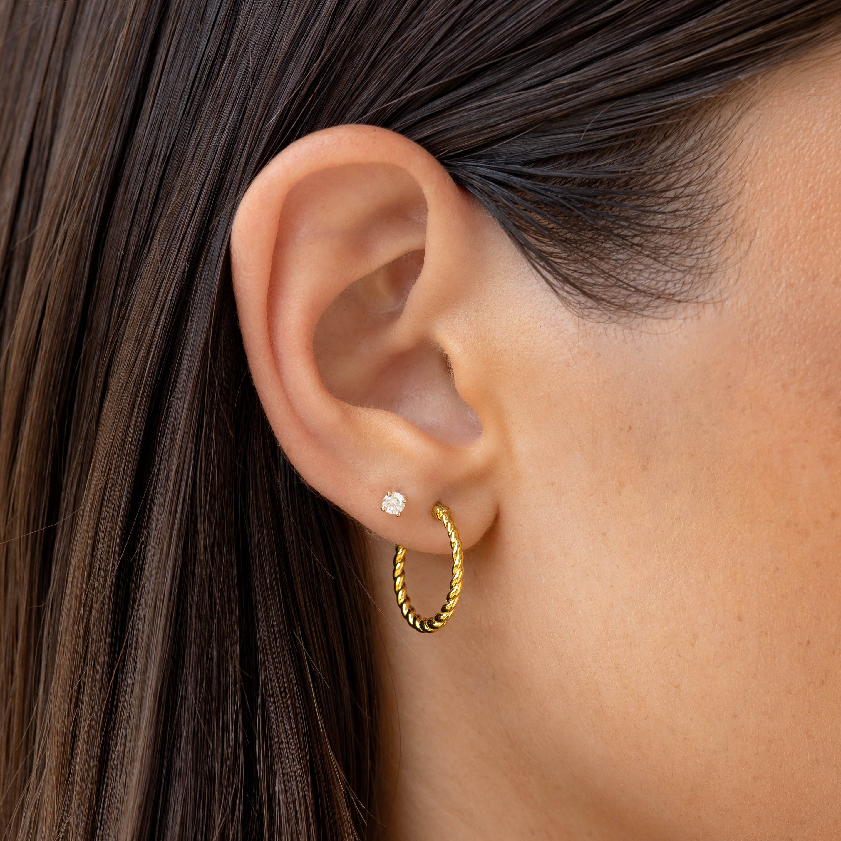 14K Gold Twisted Elegance Hoop Earrings