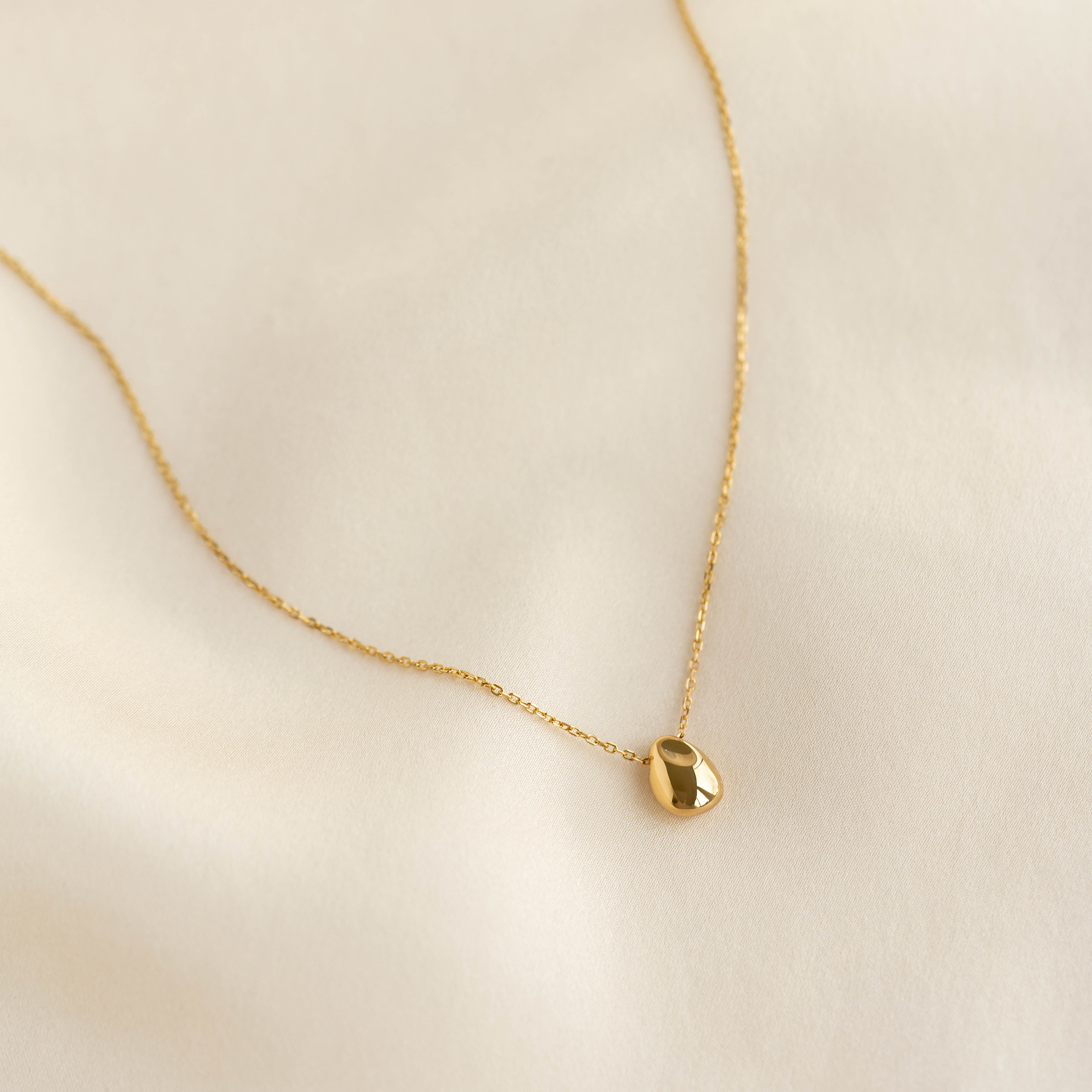 14K Gold Vermeil Sculptural Bean Pendant Necklace
