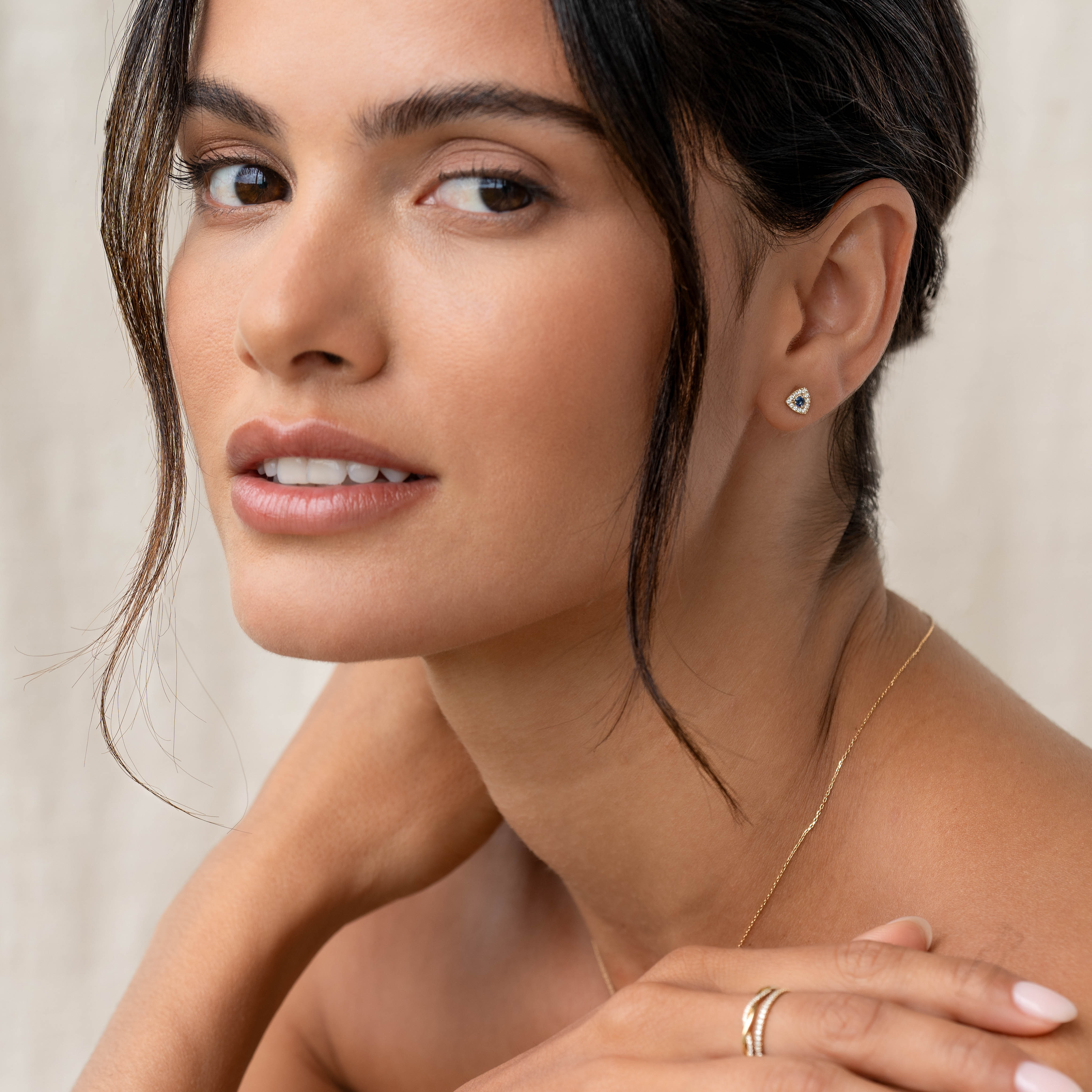 14K Gold Sapphire Halo Stud Earrings