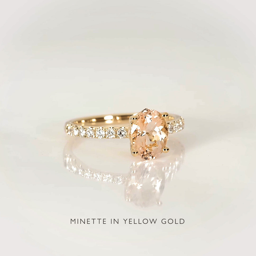14K Rose Gold Oval Morganite and Diamond Ring
