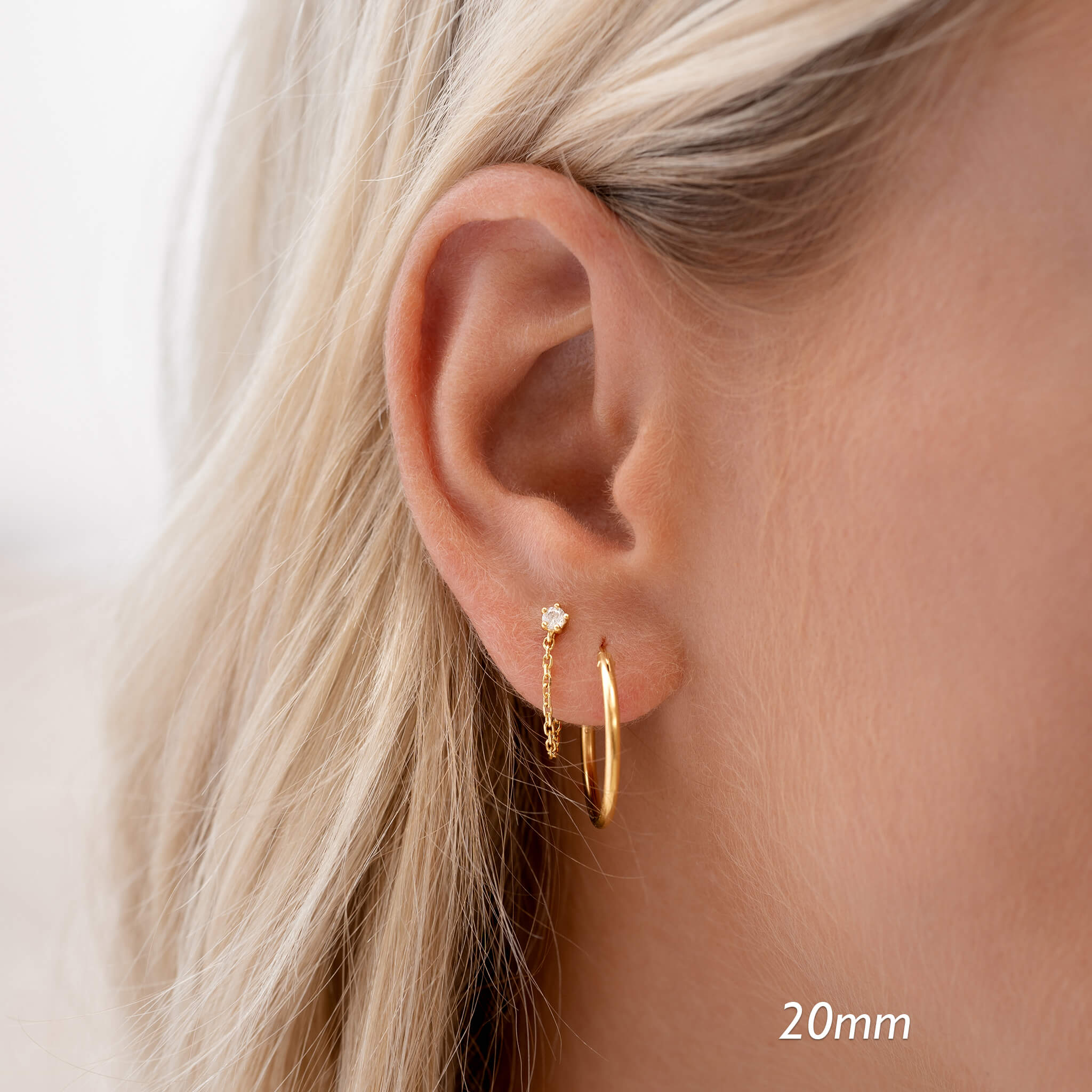14K Gold Trio Hoop Earrings Set - 12mm/20mm/30mm