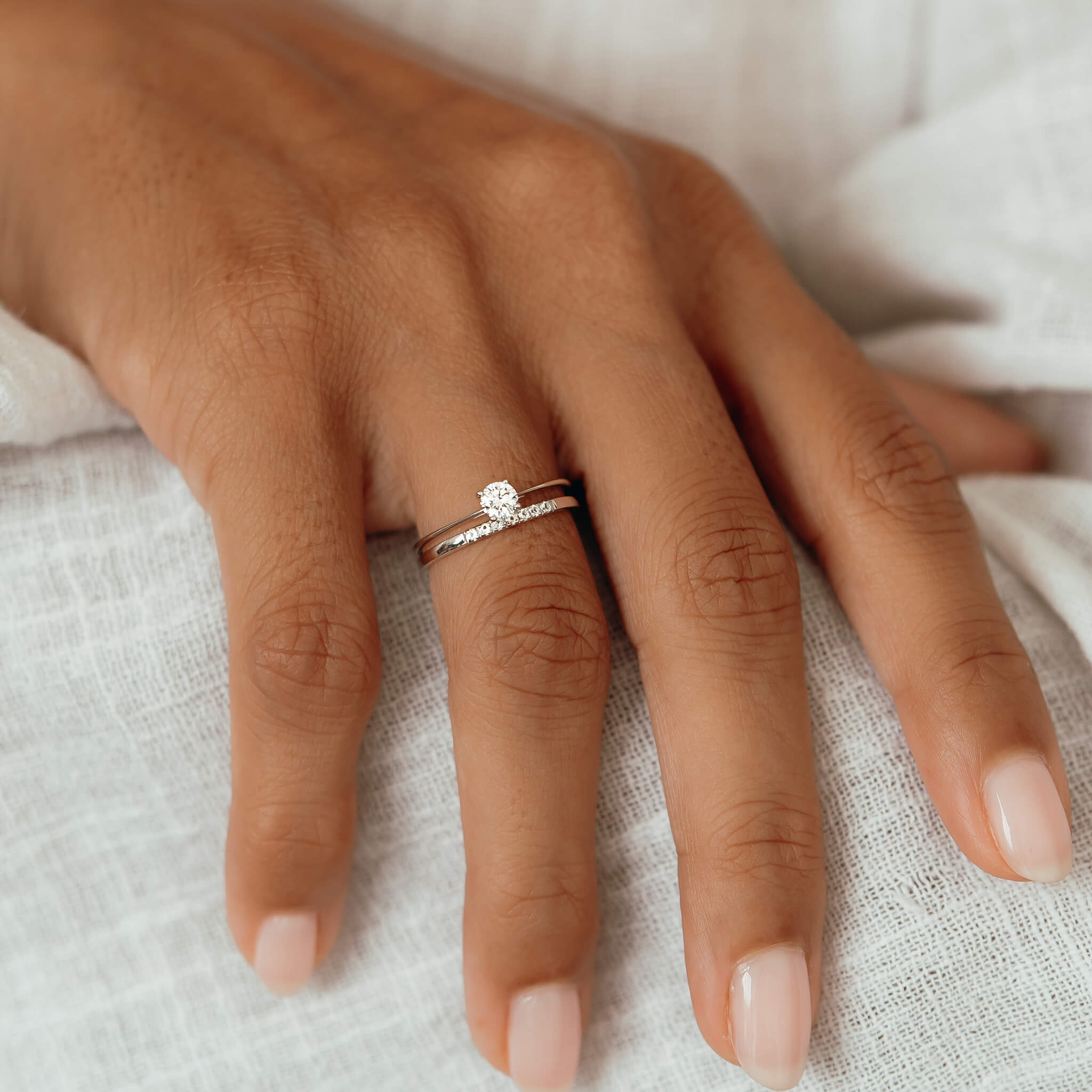 14K White Gold Half Eternity Diamond Band Ring