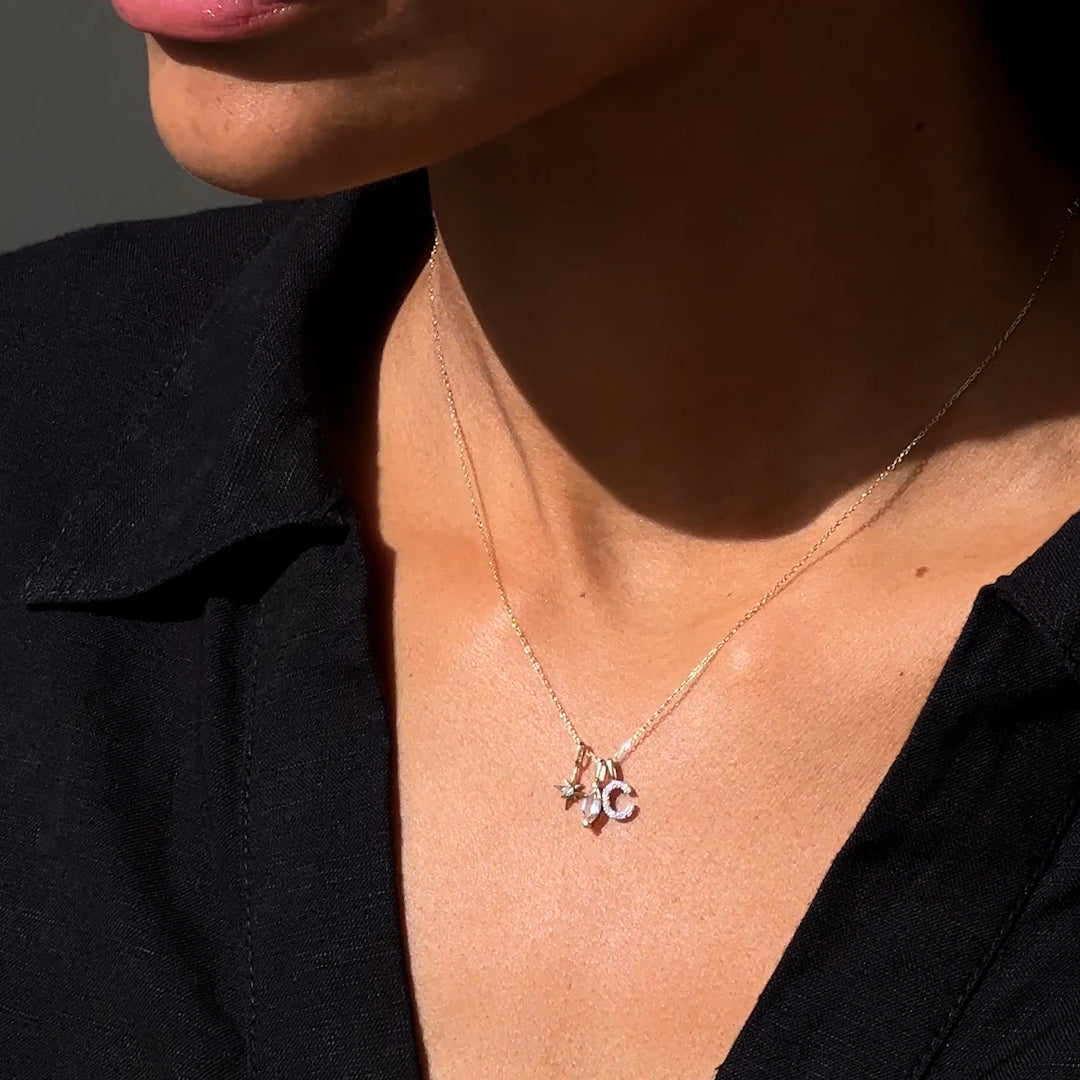 14K Gold Emerald Clover Charm Pendant