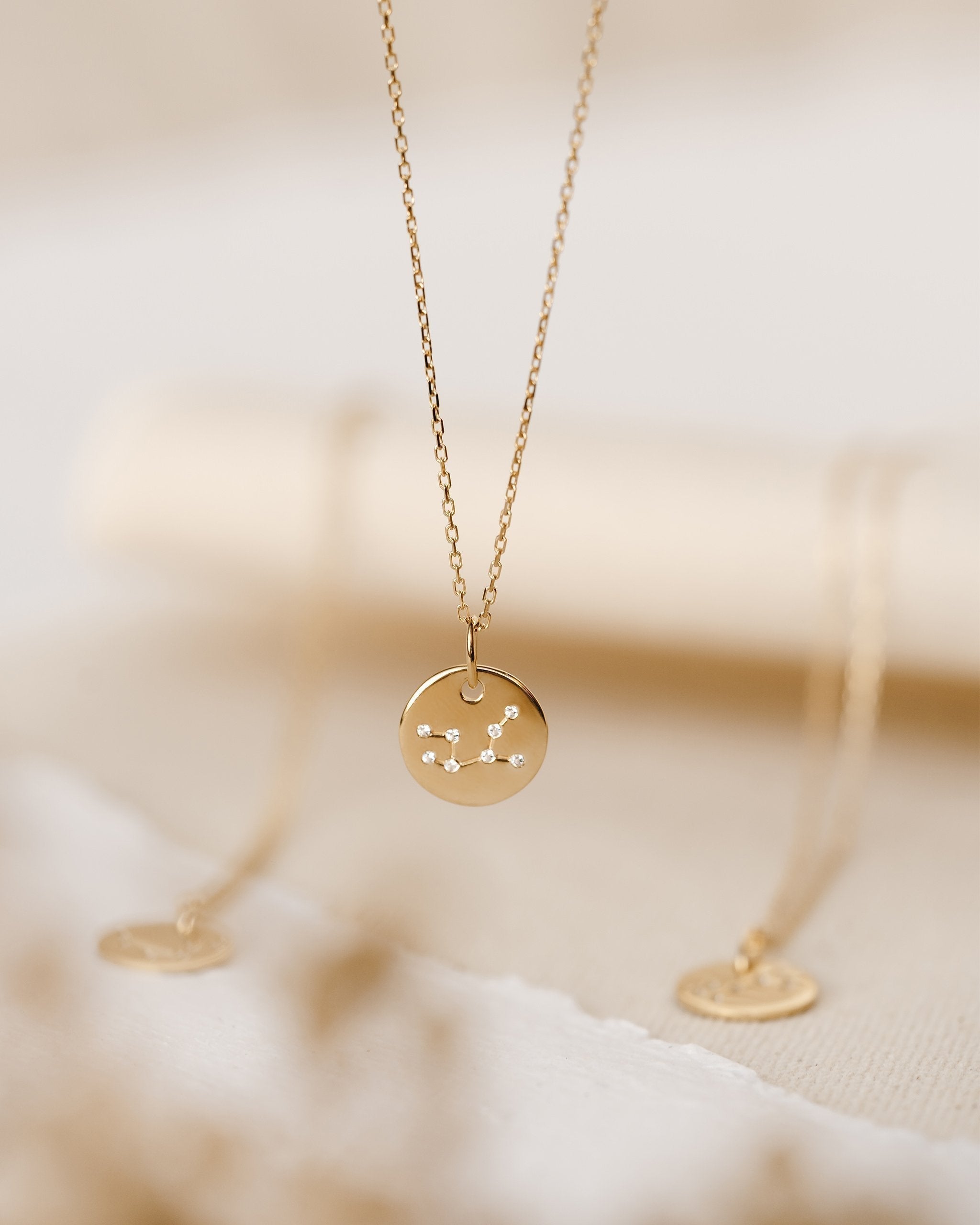 14K Gold Virgo Constellation Topaz Necklace