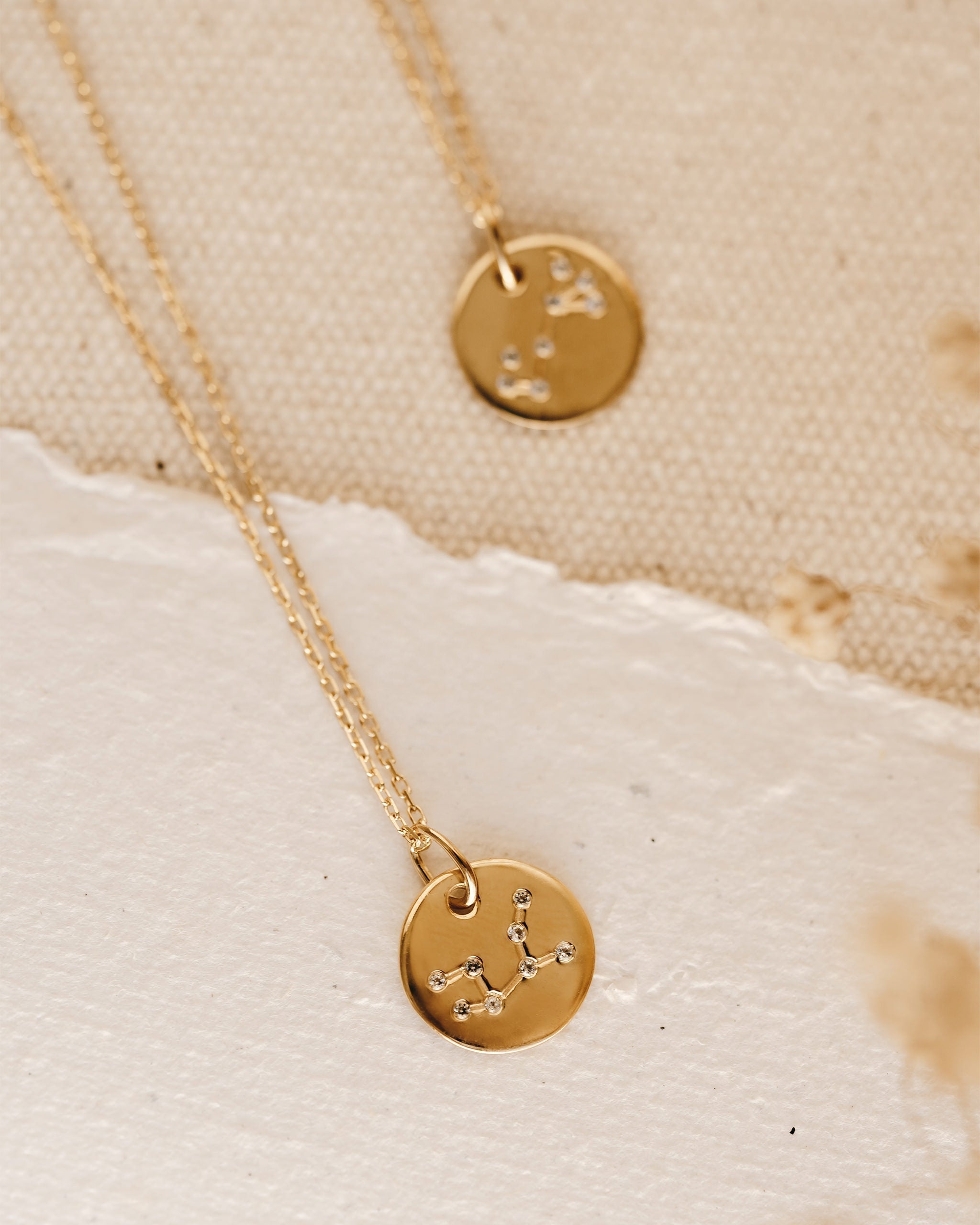 14K Gold Leo Constellation Topaz Necklace
