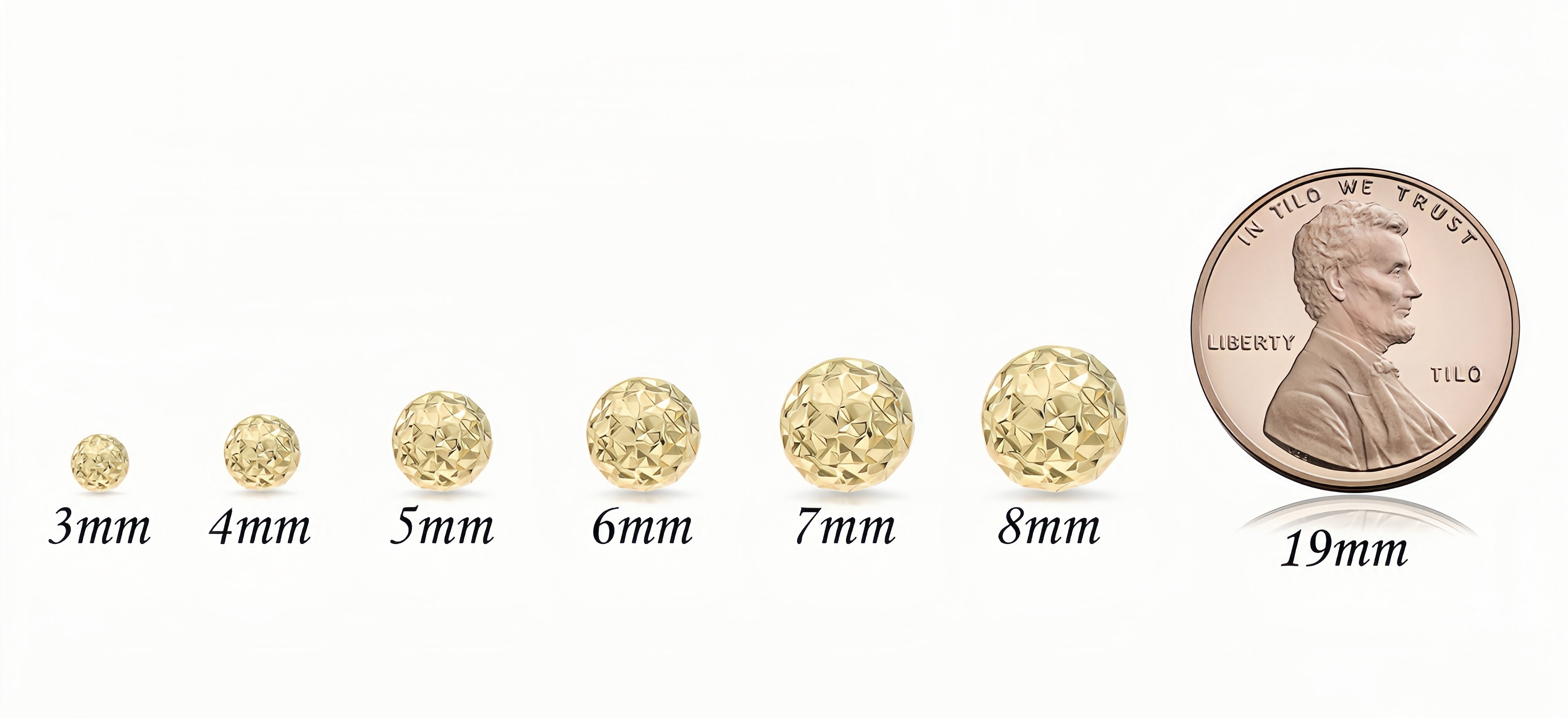 14K Yellow Gold Ball Stud Earrings. Silicone Covered Gold Push Backings (Unisex)