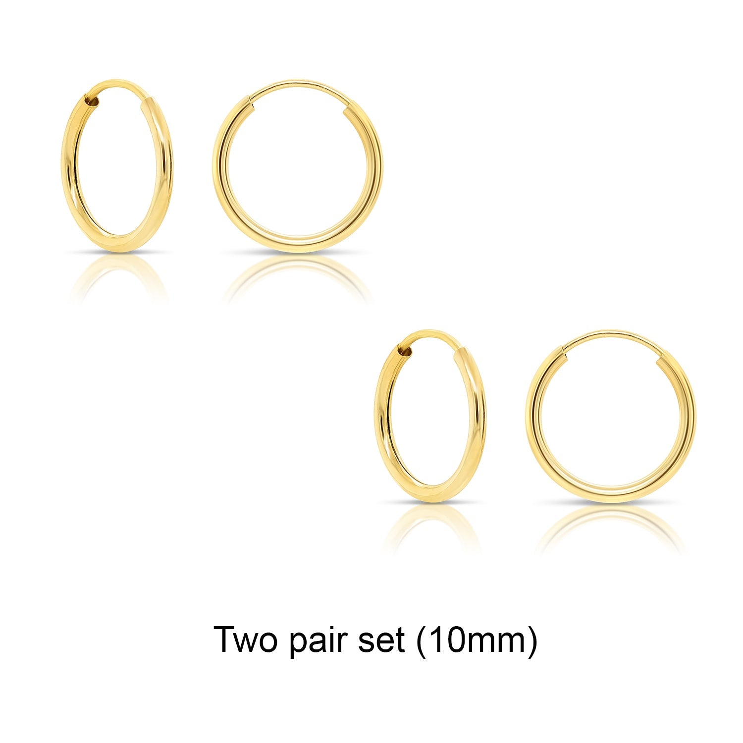 Bundle SET! 14k Gold Round Endless Hoop Earrings